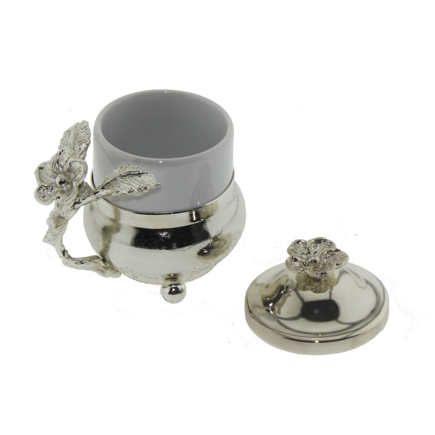 Seramik Kahve Fincanı Metal Kulplu ve Kapaklı 6x8cm