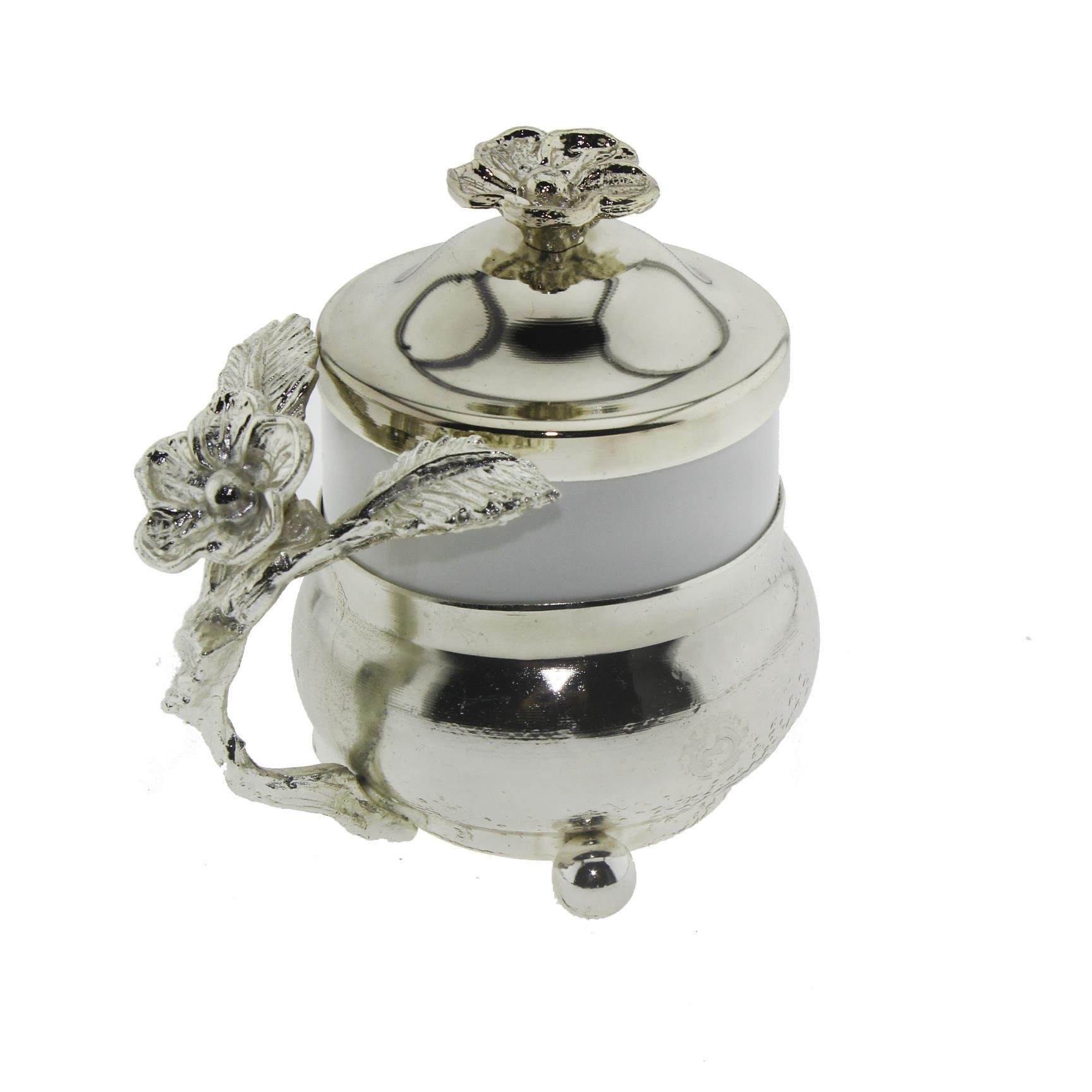 Seramik Kahve Fincanı Metal Kulplu ve Kapaklı 6x8cm