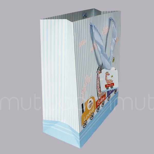 Trenli Mavi Büyük Karton Çanta 26x31cm 1 Adet