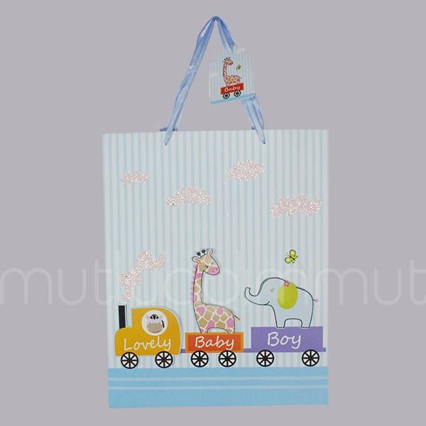 Trenli Mavi Büyük Karton Çanta 26x31cm 1 Adet