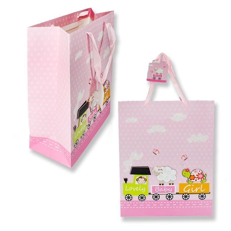 Trenli Pembe Büyük Karton Çanta 26x32cm 1 Adet