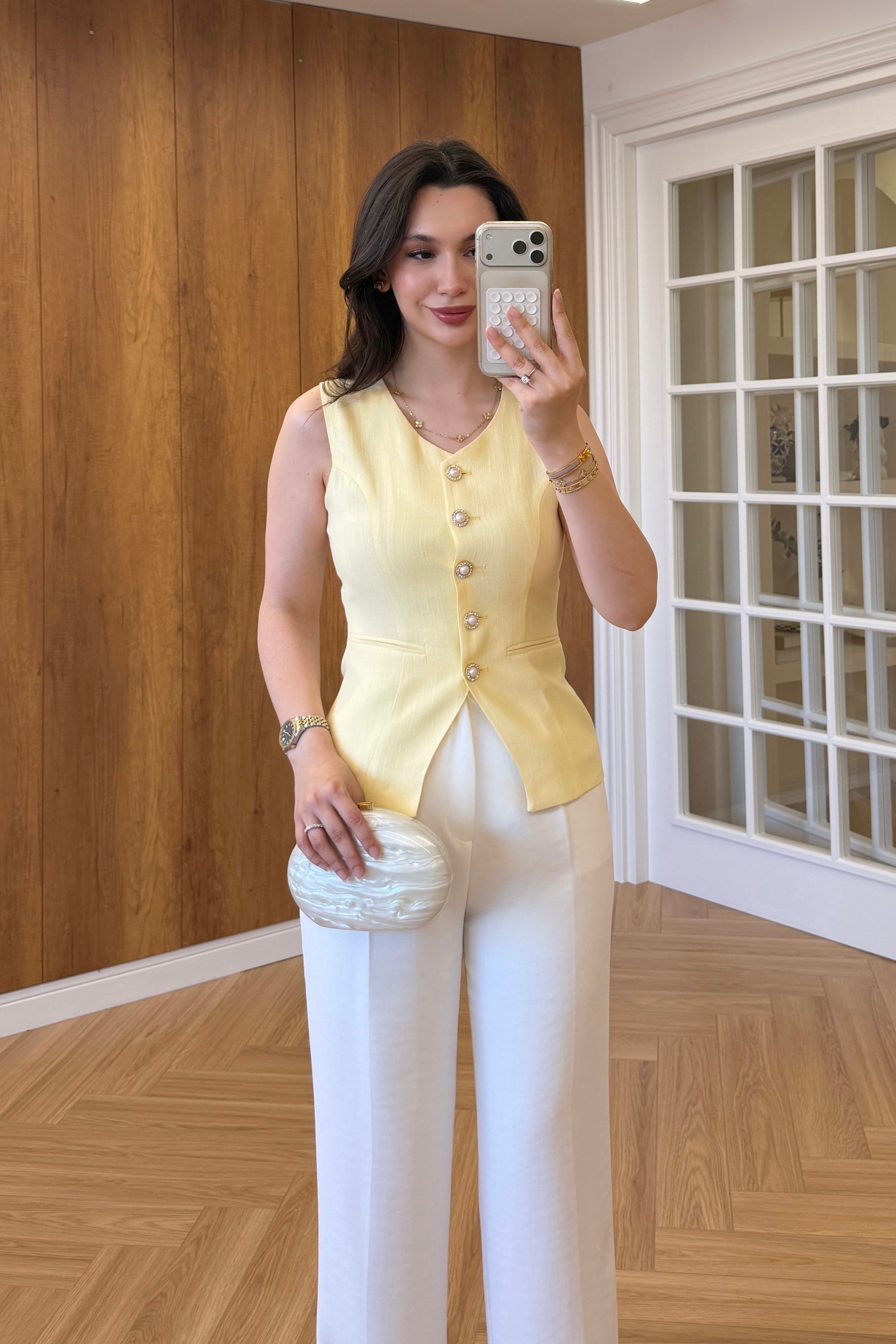 BELDEN OTURTMALI YELEK - SARI