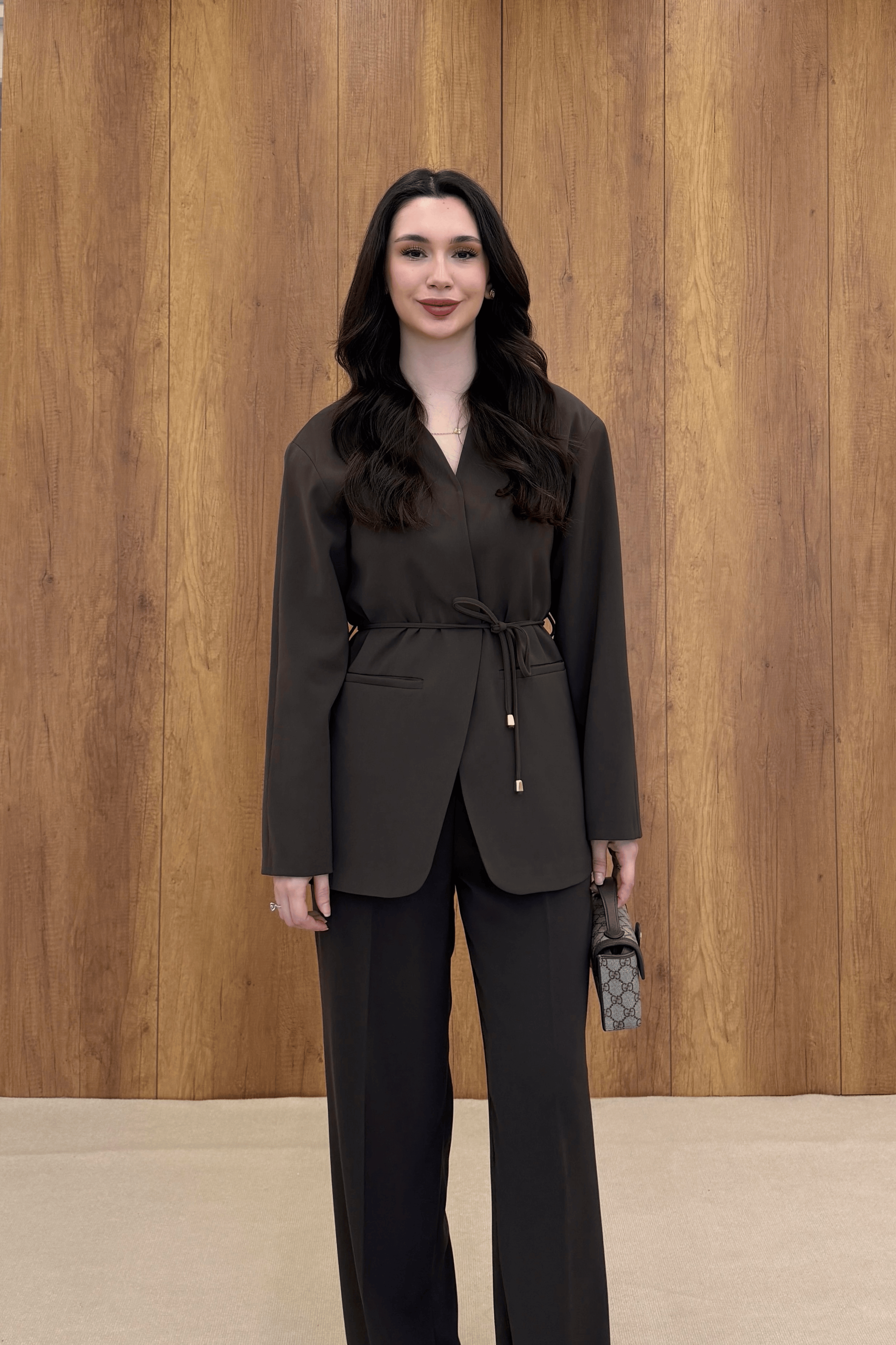 CLARA BAĞLAMALI CEKET - KAHVERENGİ