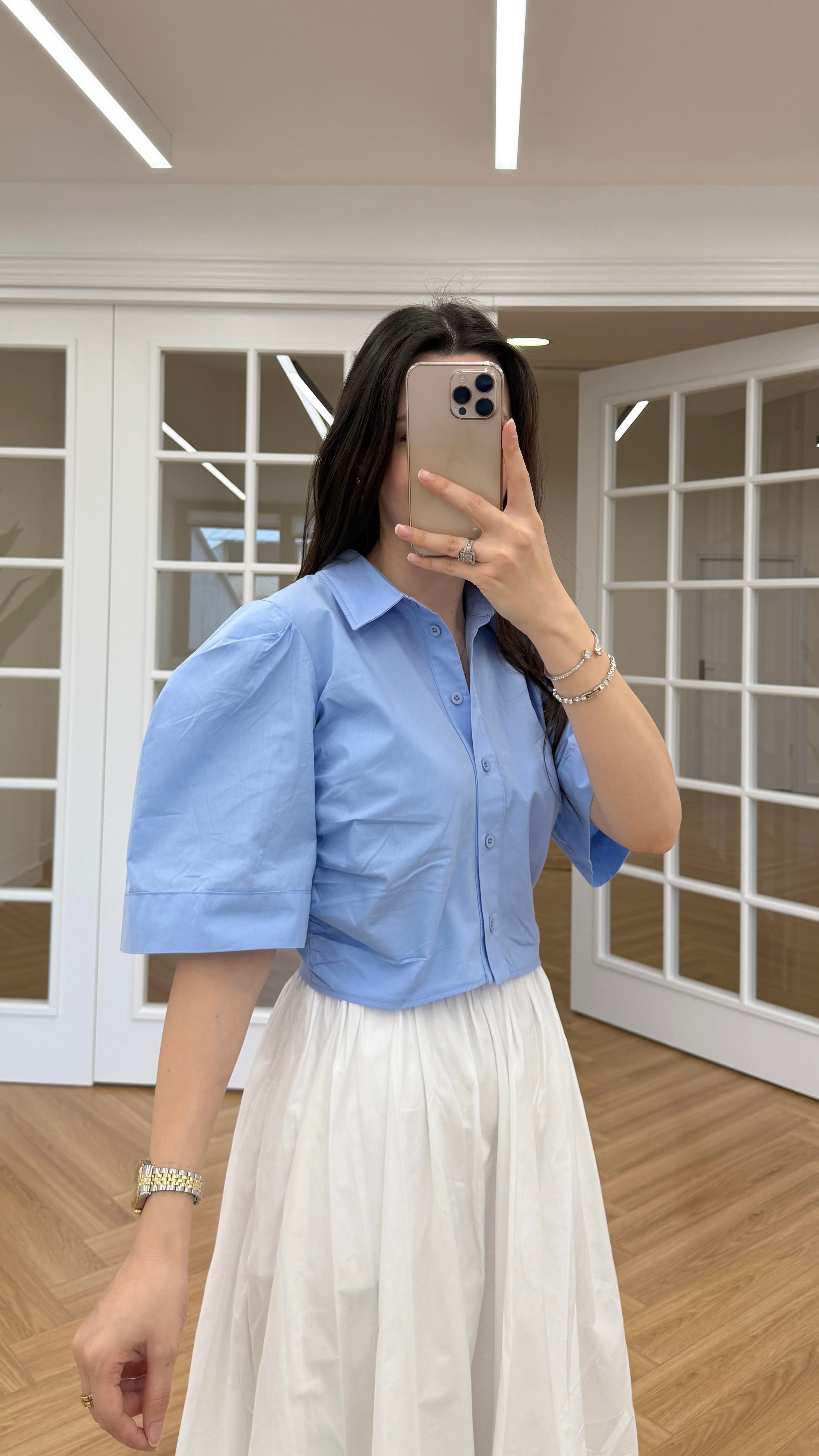 CROP GÖMLEK - BEBE MAVİSİ