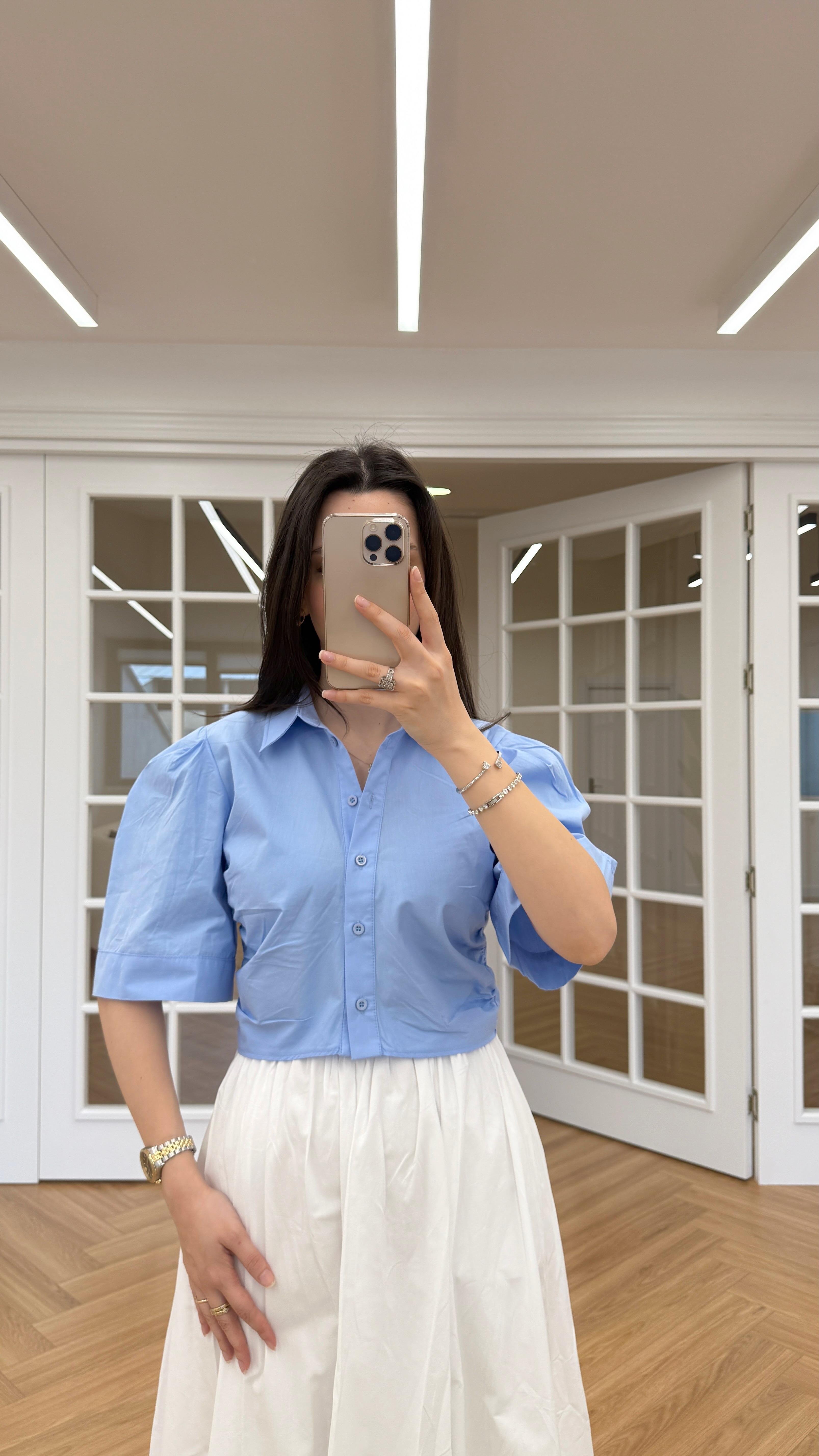 CROP GÖMLEK - BEBE MAVİSİ