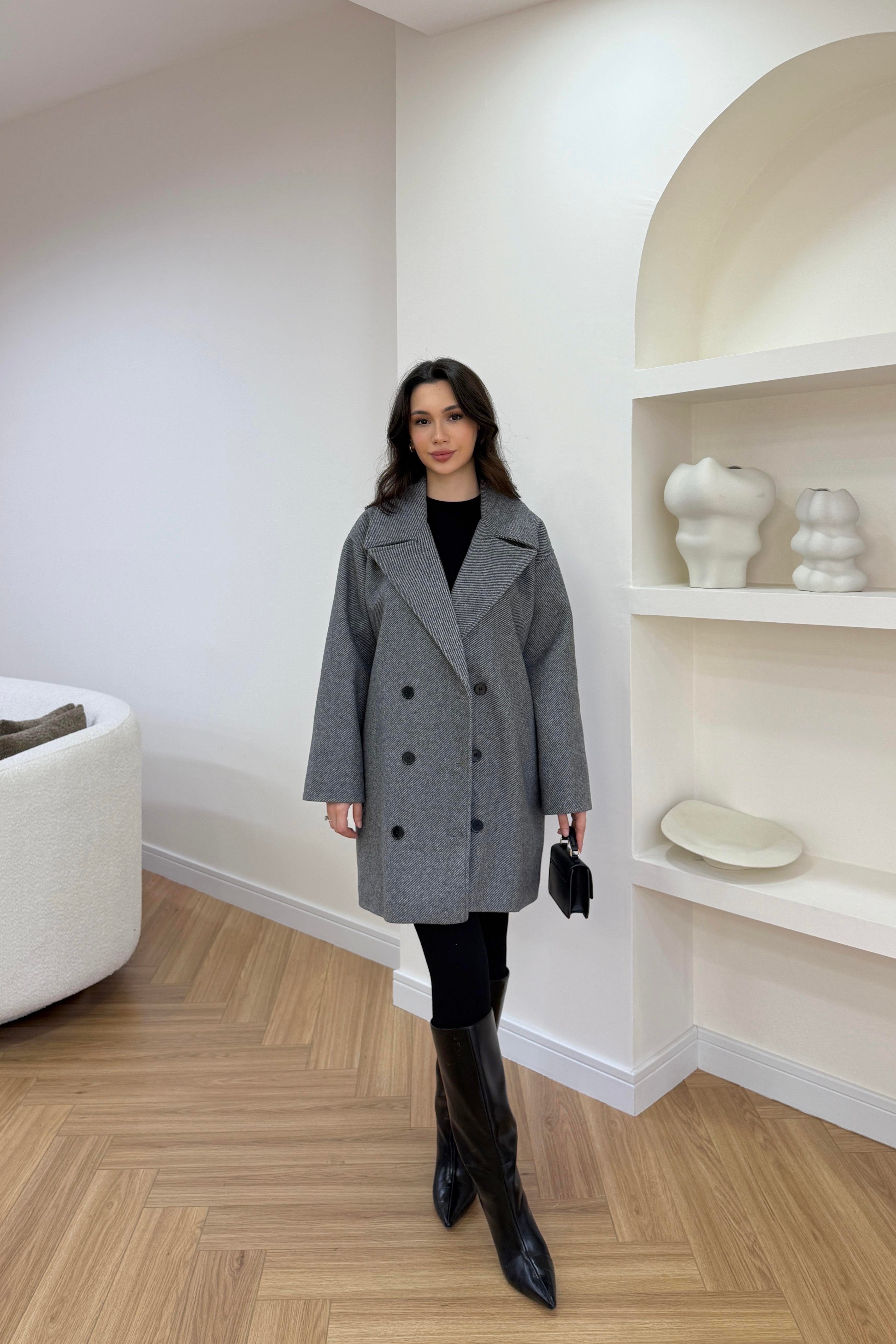 EVA KISA KABAN - GRİ