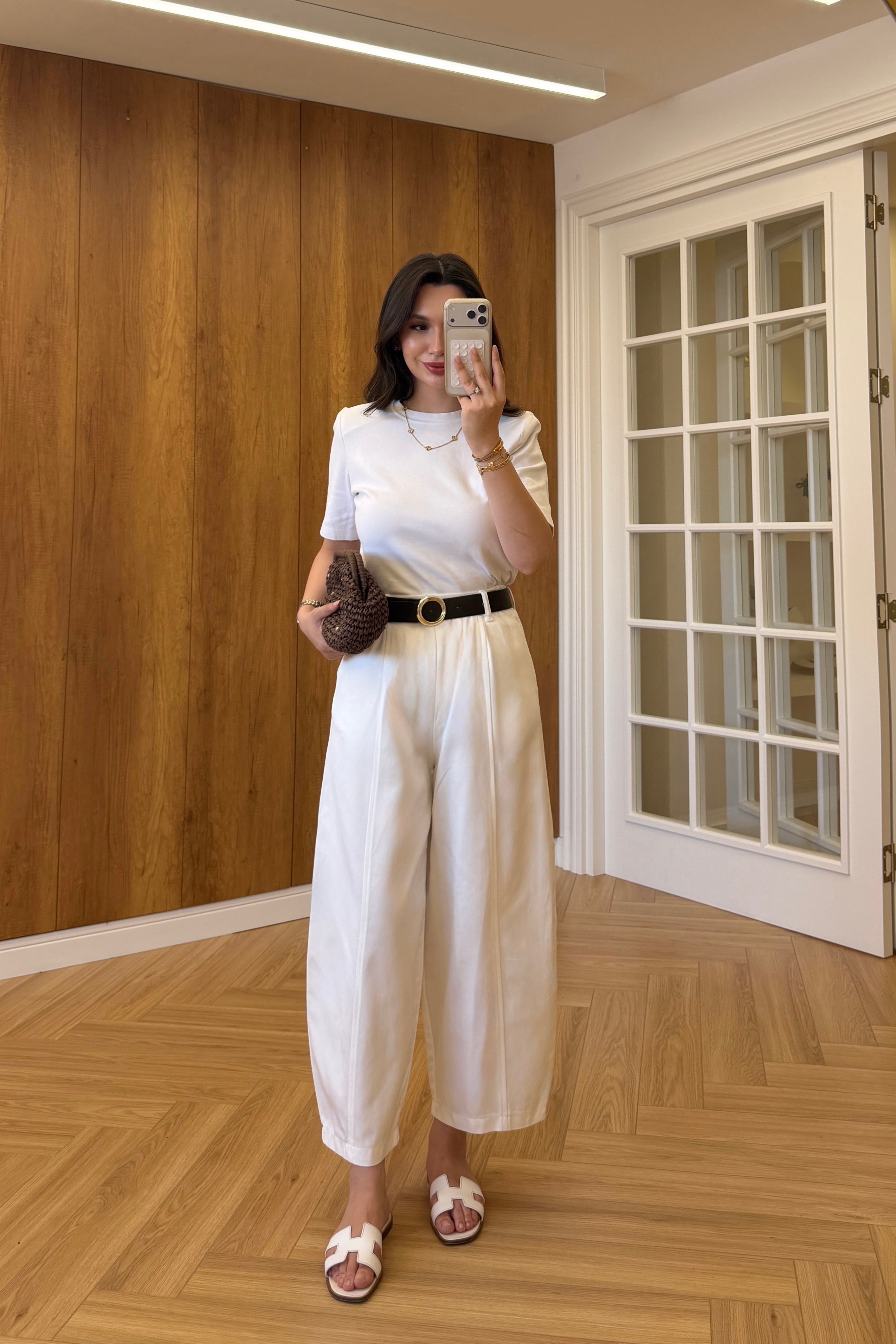 KEMERLİ BAGGY PANTOLON - BEYAZ