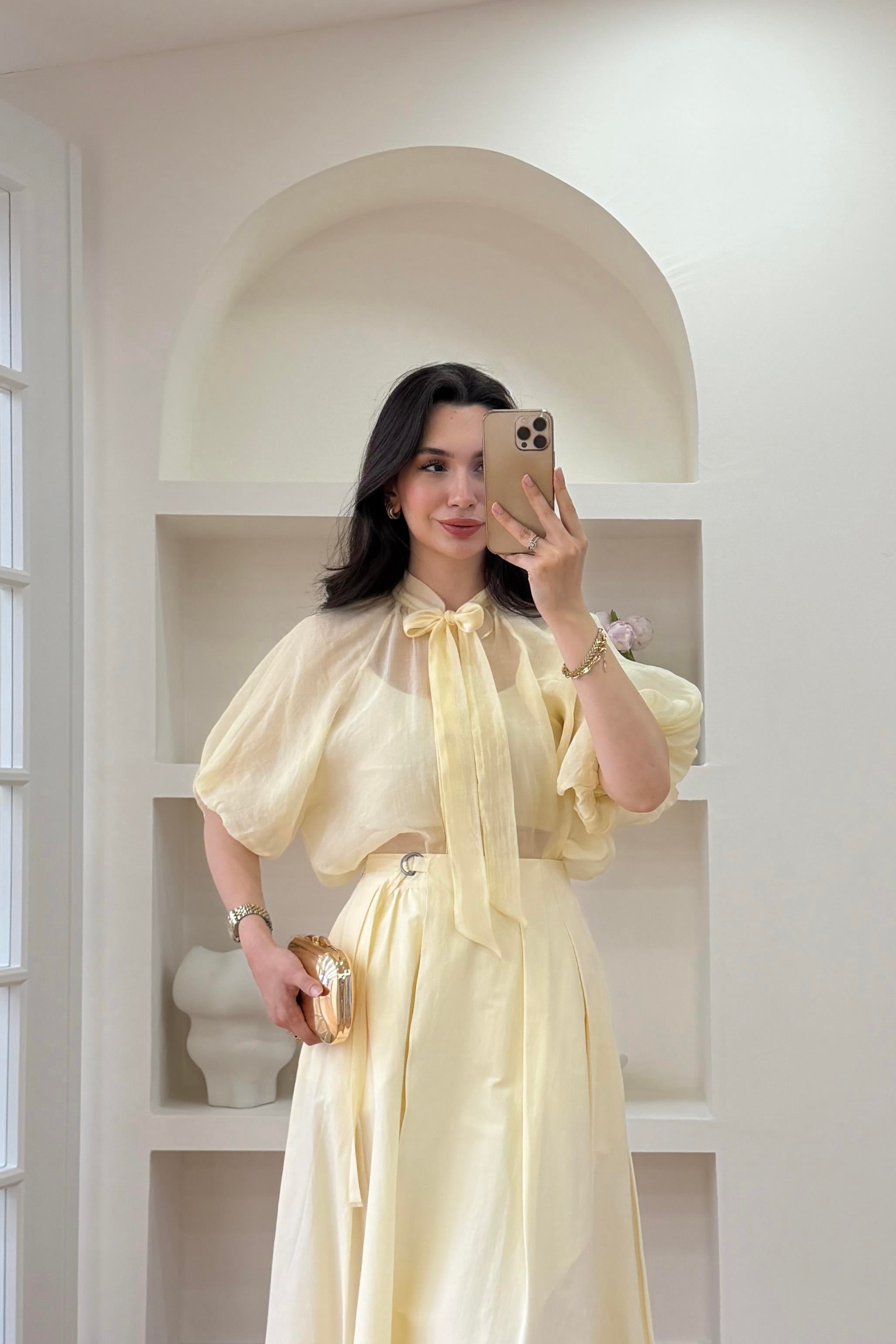 LENA ŞİFON GÖMLEK - SARI