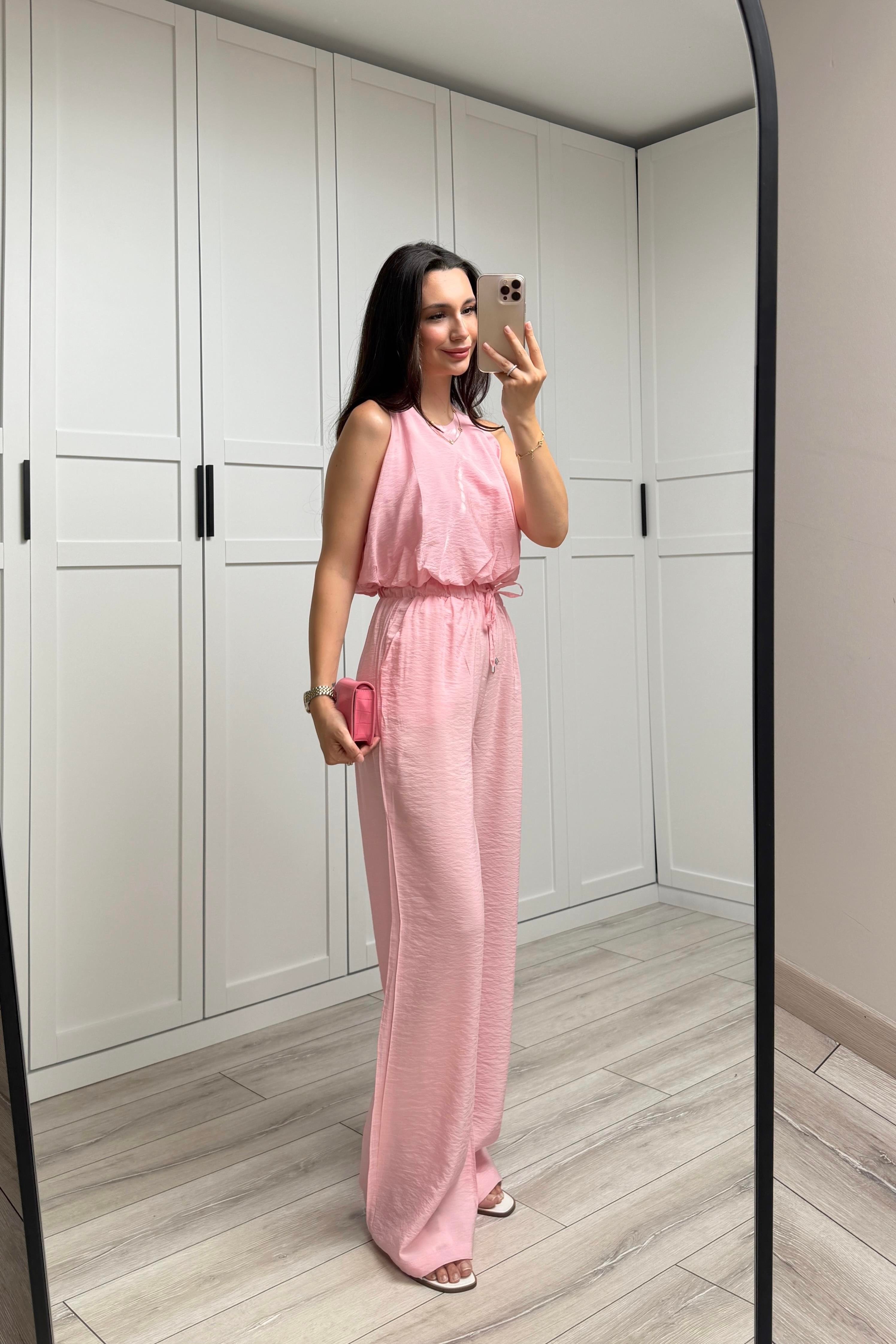 LİSA BALON BLUZLU TAKIM - PEMBE