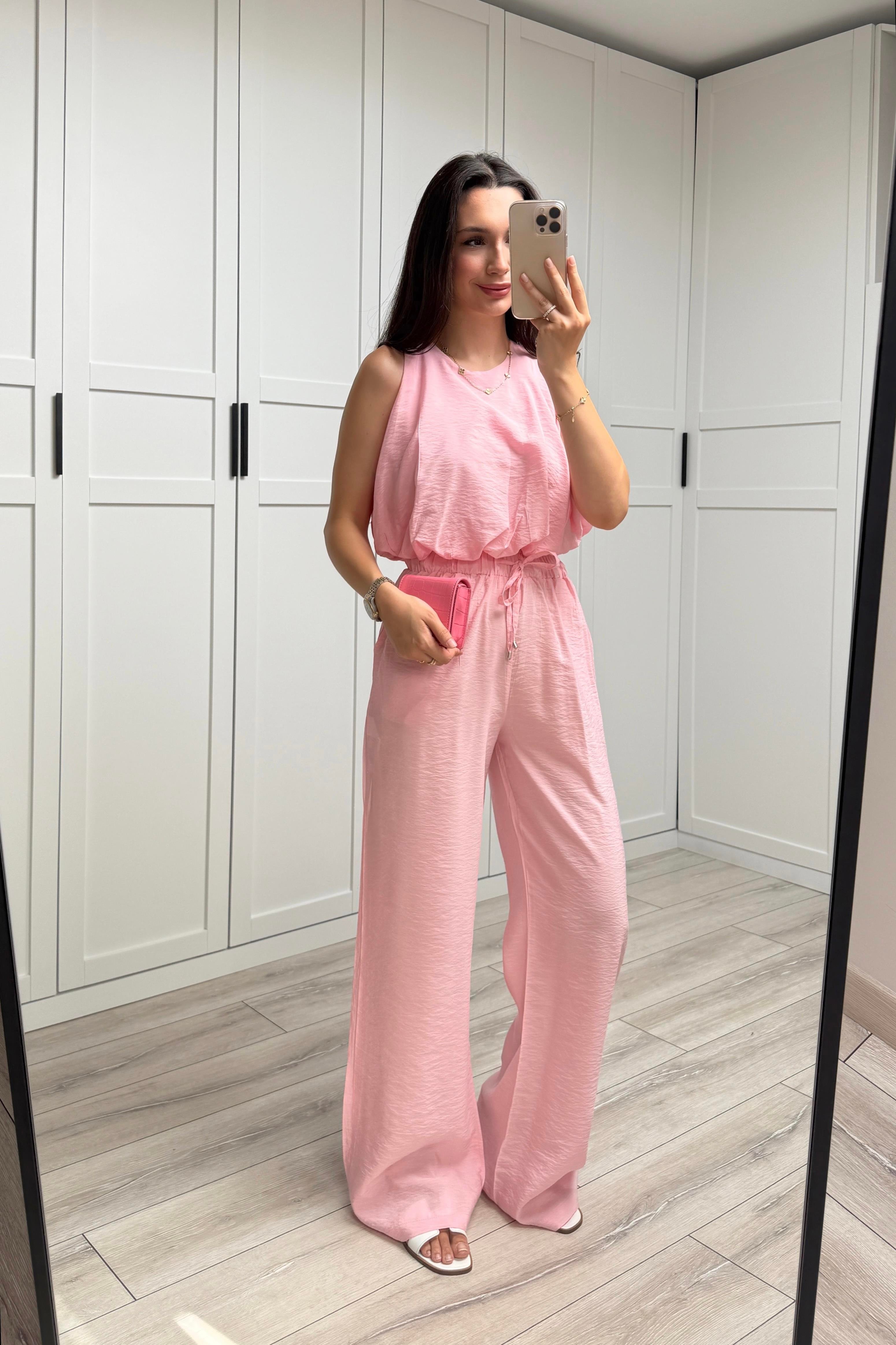 LİSA BALON BLUZLU TAKIM - PEMBE
