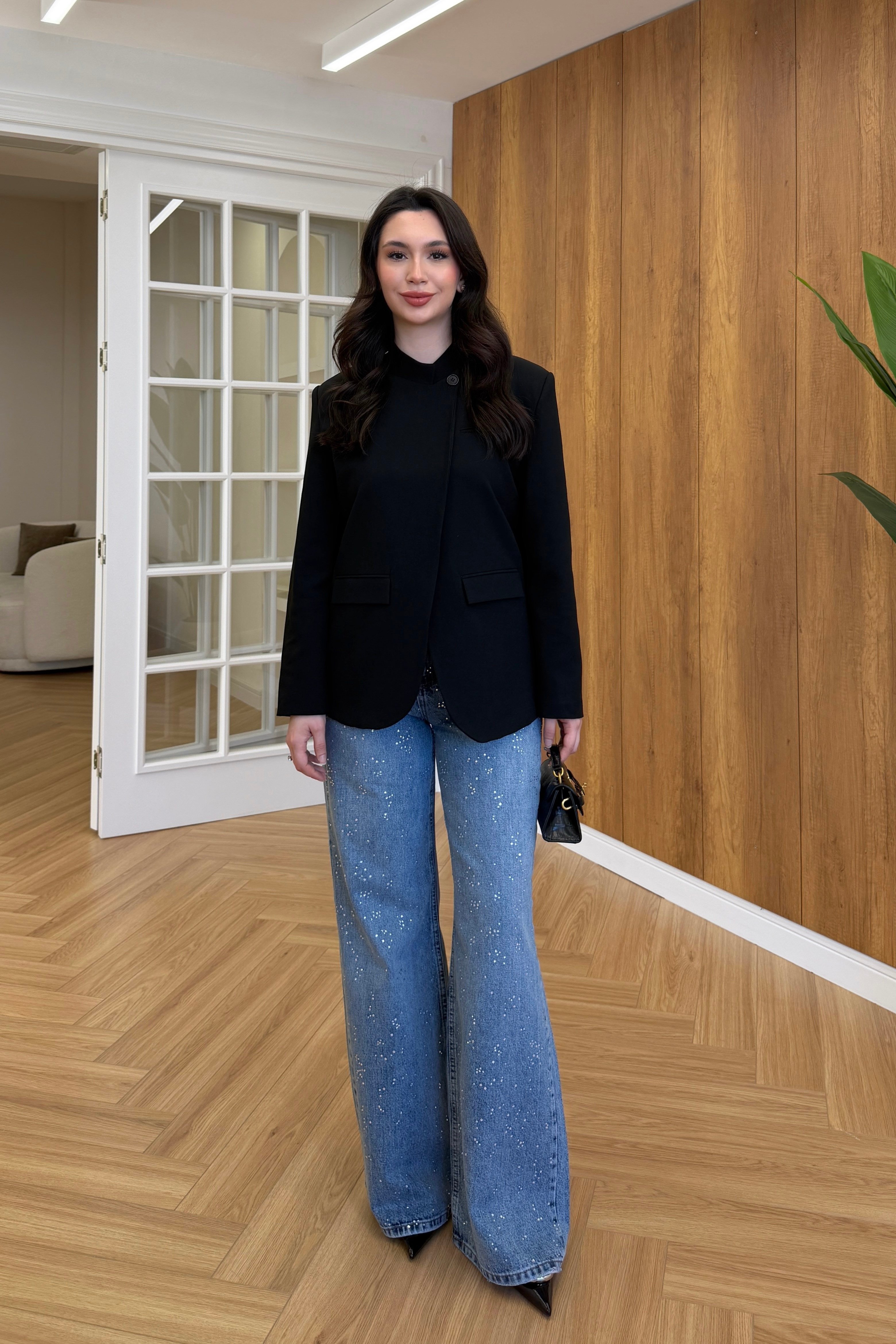 TEK DÜĞMELİ BLAZER CEKET - SİYAH