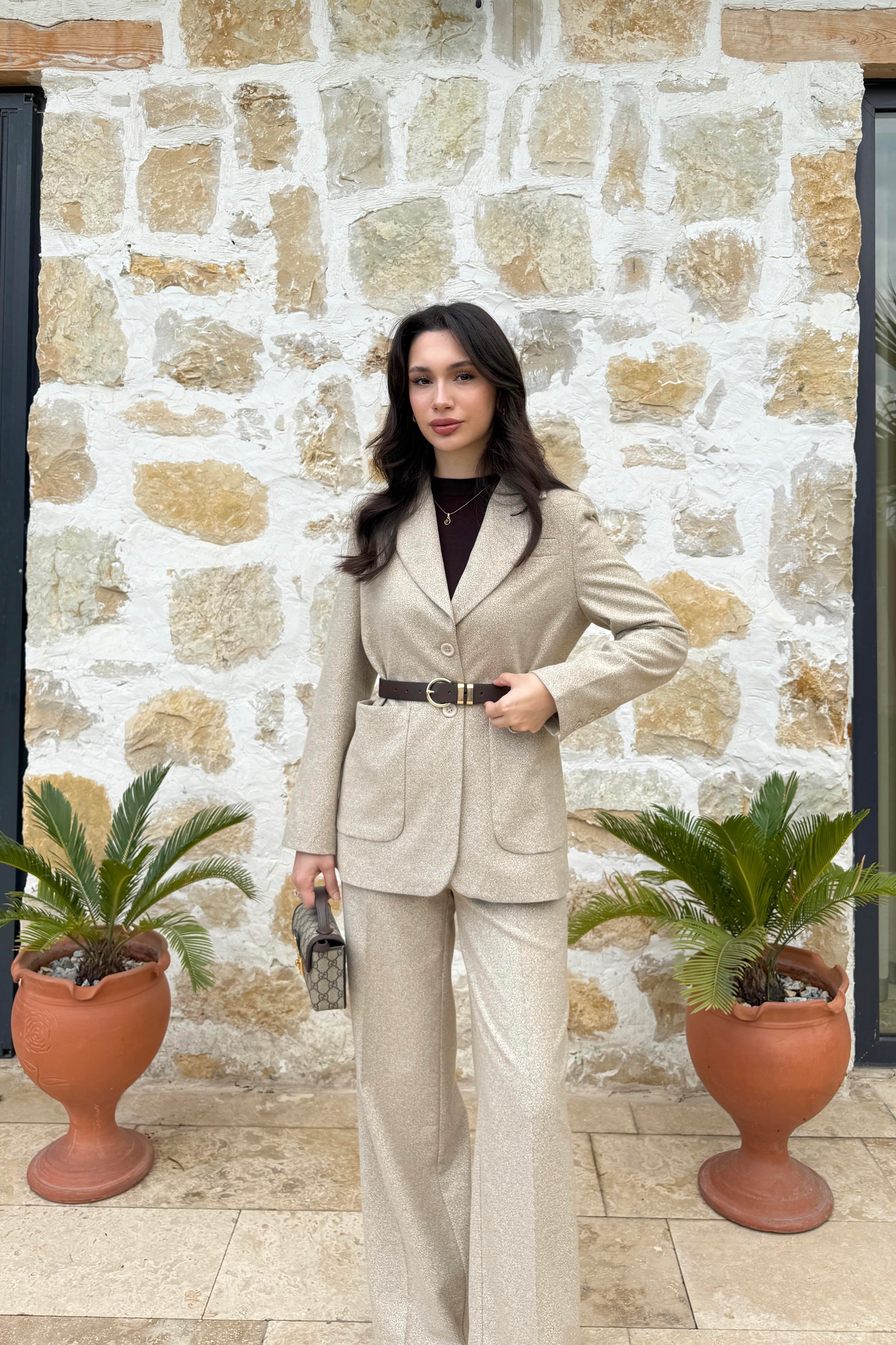 VITA KEMERLİ CEKET PANTOLON - BEJ
