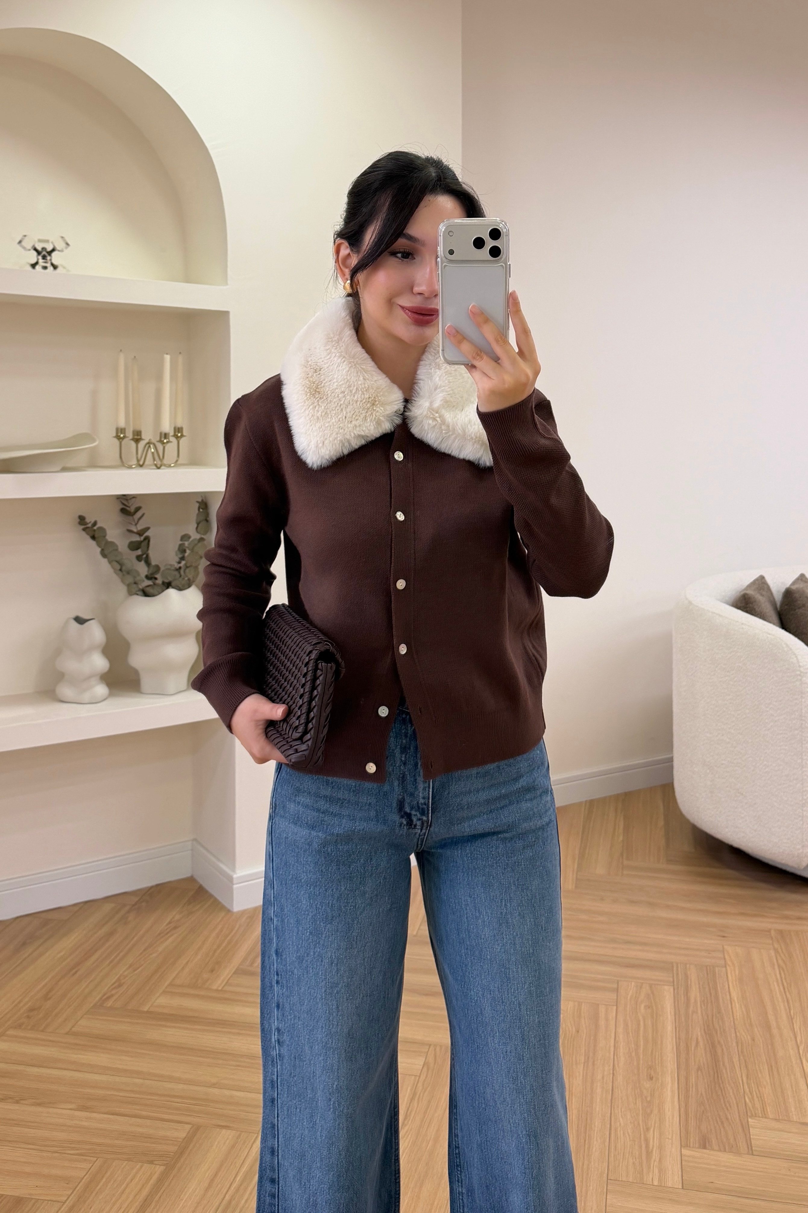 YAKASI KÜRKLÜ HIRKA - BORDO