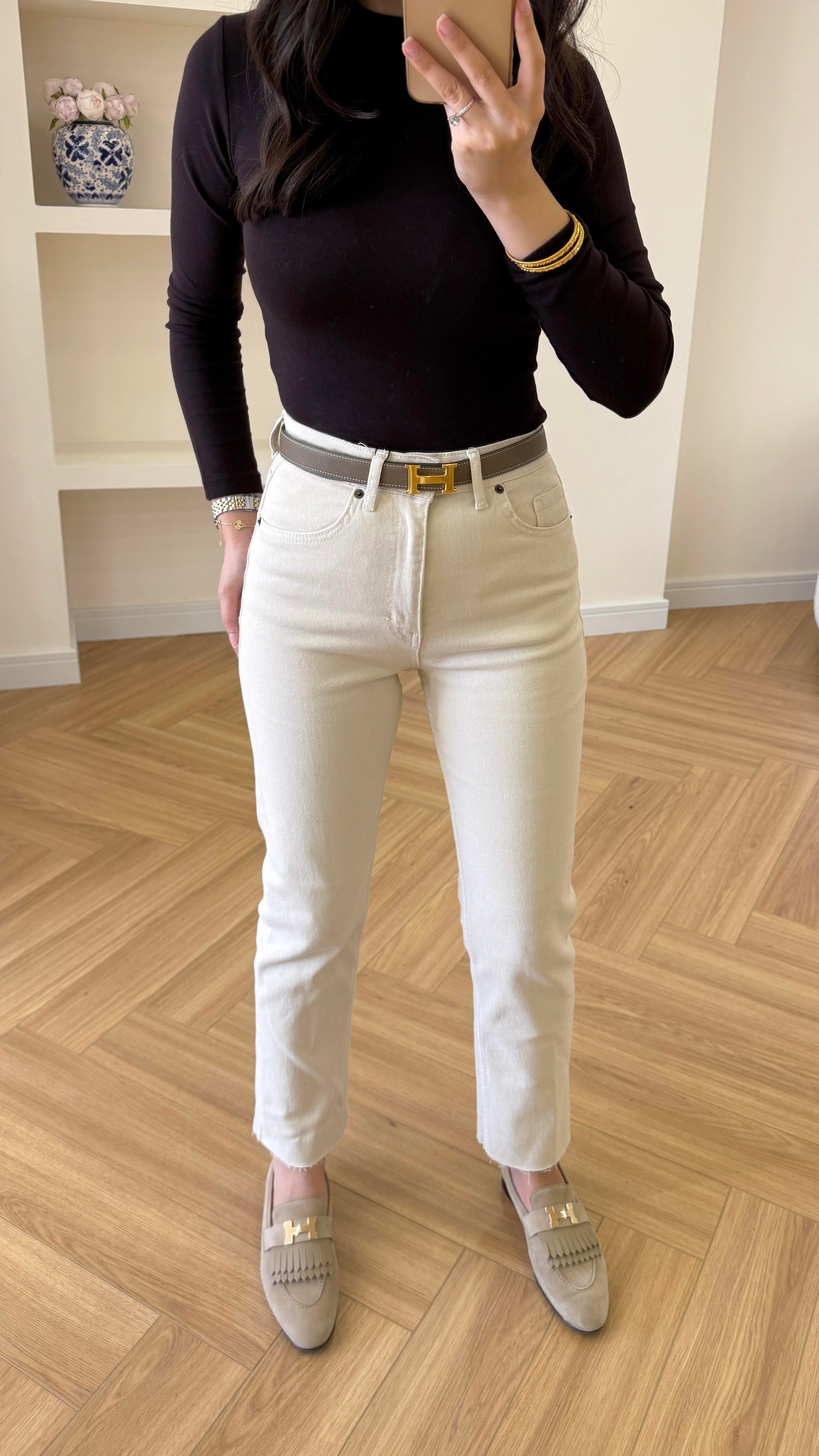 ZARA KESİK PAÇA JEAN - BEJ