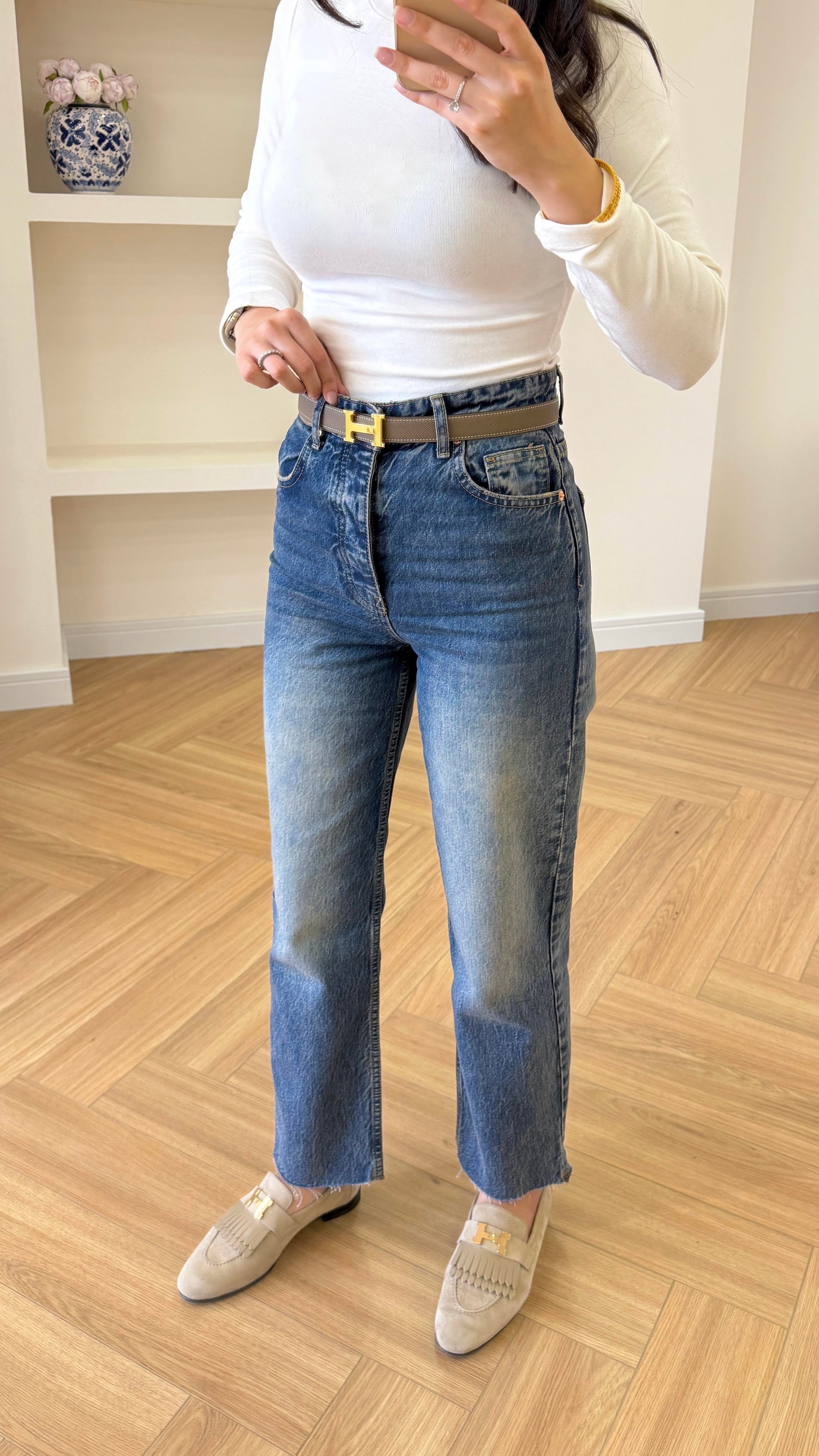 ZARA KESİK PAÇA JEAN - KOYU MAVİ