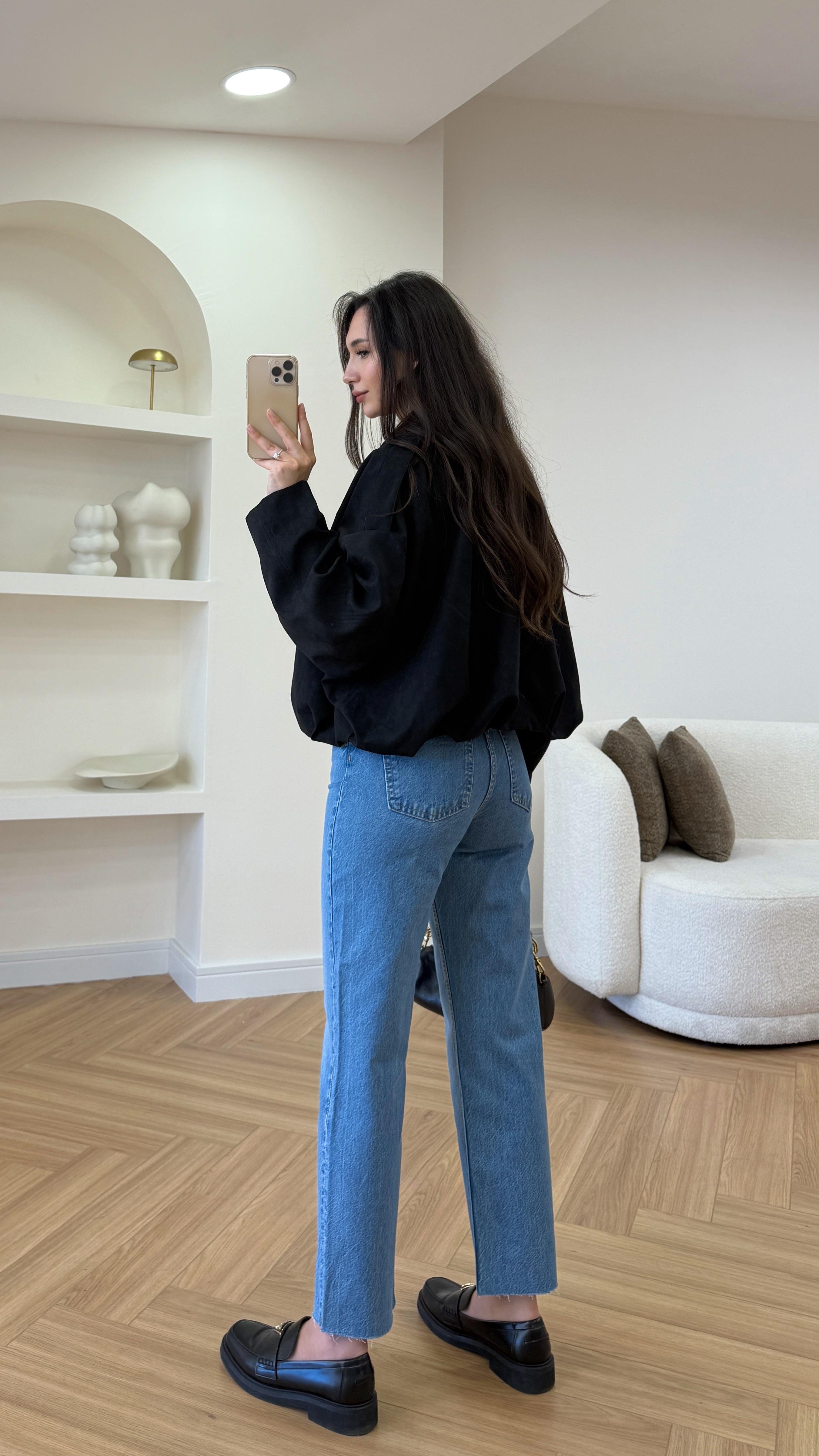ZARA KESİK PAÇA JEAN - MAVİ