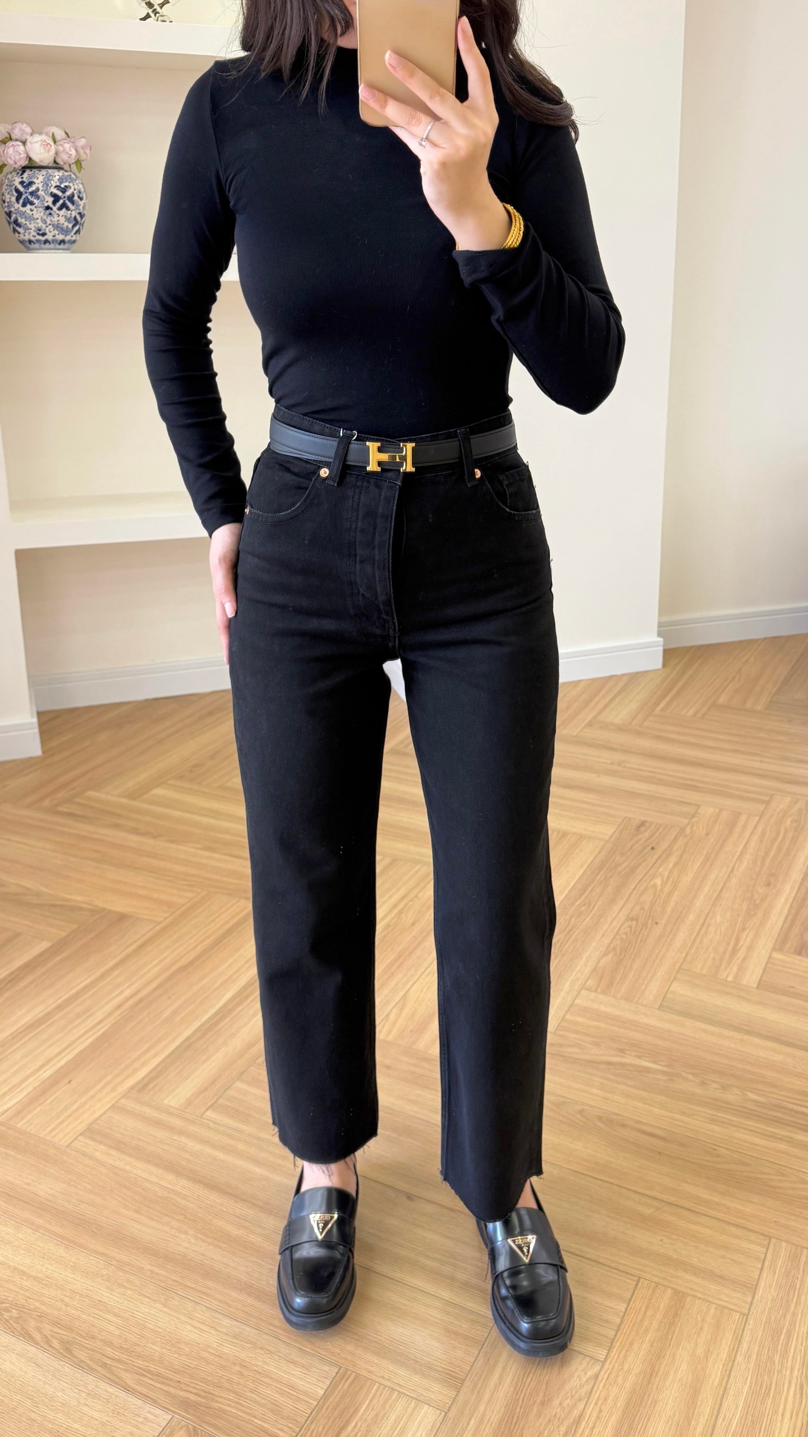 ZARA KESİK PAÇA JEAN - SİYAH