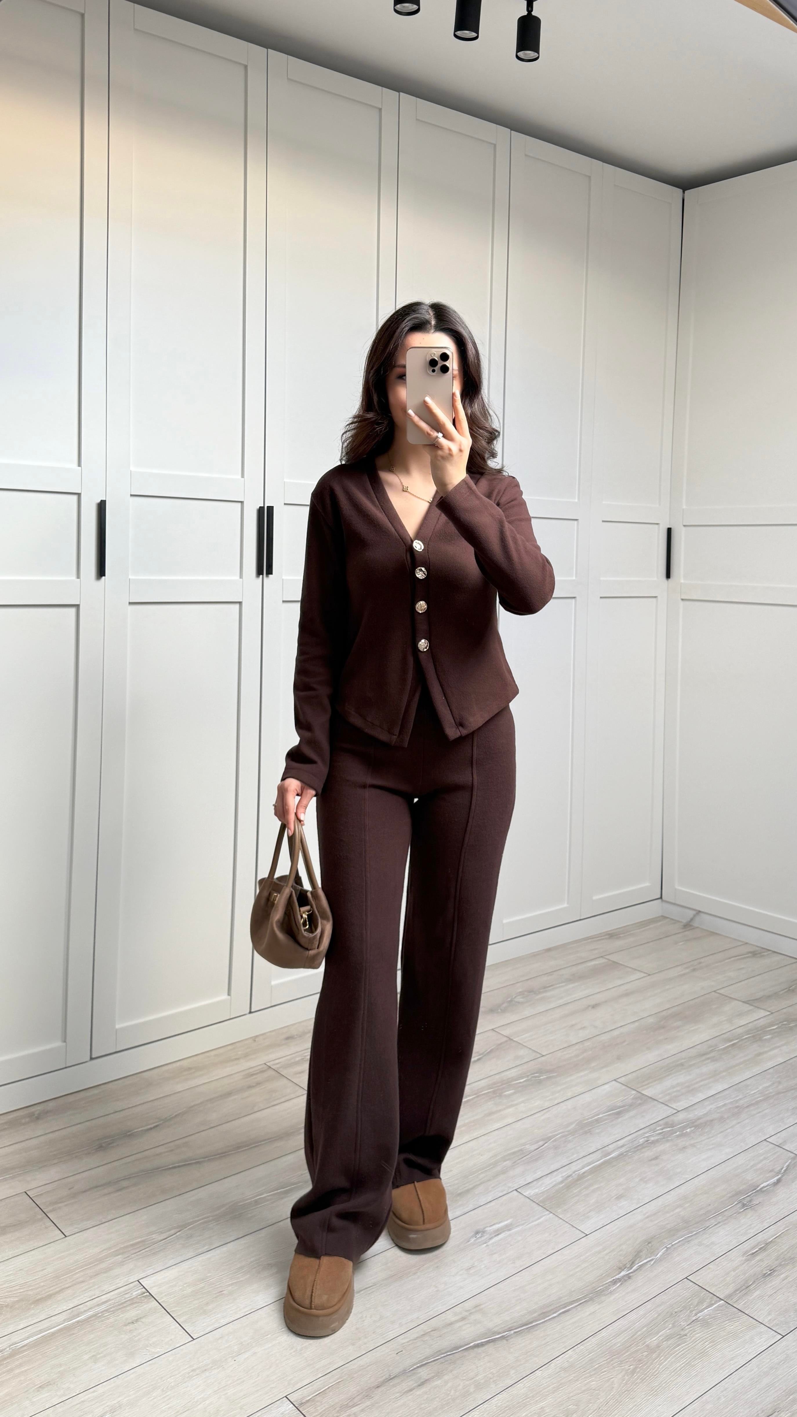 ZARA SELANİK ÖRME TAKIM - ACIKAHVE