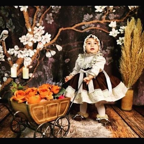 Kahverengi Kız Bebek Elbisesi, Doğum günü elbisesi, fotoğraf çekim elbisesi,0-12 Yaşa Uygun
