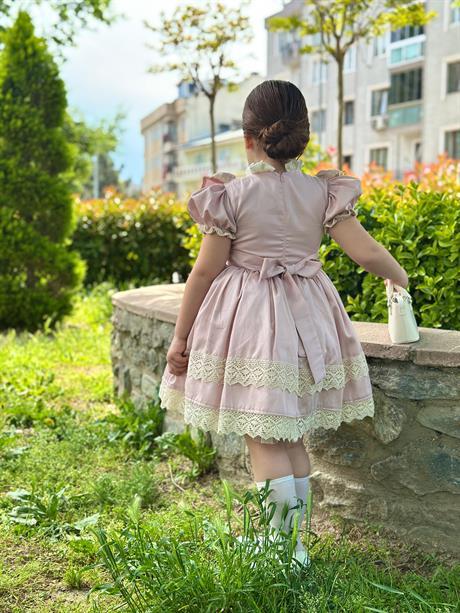 Masal Pudra Pembe Vintage Kız Bebek Elbise,Doğum günü elbise,fotoğraf çekim elbise,0-13 Yaş Uygun