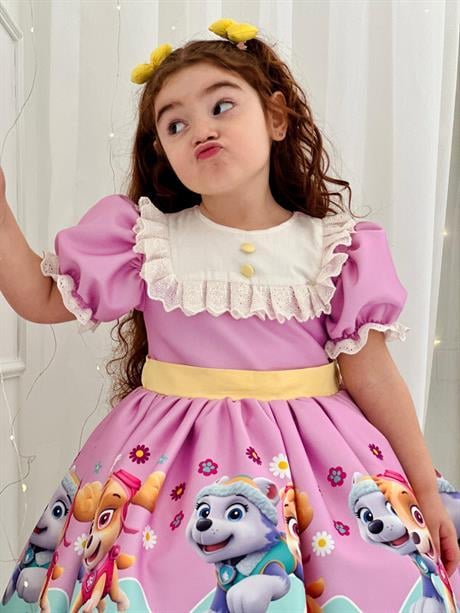 Paw Patrol Vintage Kız Bebek Elbise,Doğum günü elbise,fotoğraf çekim elbise,0-12 Yaş Uygun