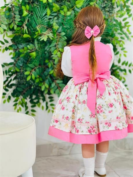 Pembe Düğmeli Vintage Kız Bebek Elbisesi,Doğum günü,fotoğraf çekim elbise,0-12 Yaş Uygun