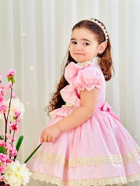 Pembe Krem Vintage Kız Bebek Elbisesi,Doğum günü,fotoğraf çekim elbise,0-12 Yaş Uygun