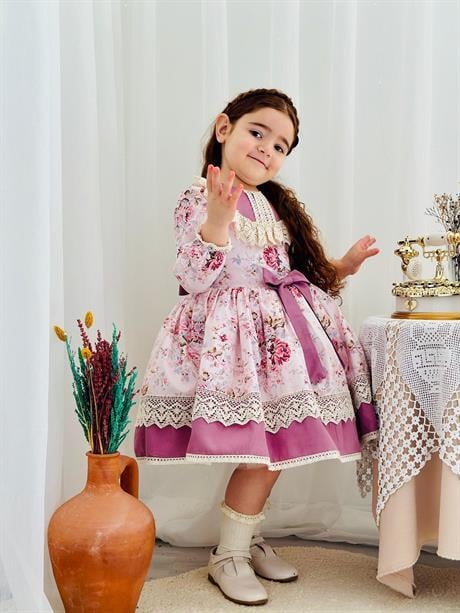 Pembe Royal Vintage Kız Bebek Elbise,Doğum günü elbise,fotoğraf çekim elbise,0-12 Yaş Uygun