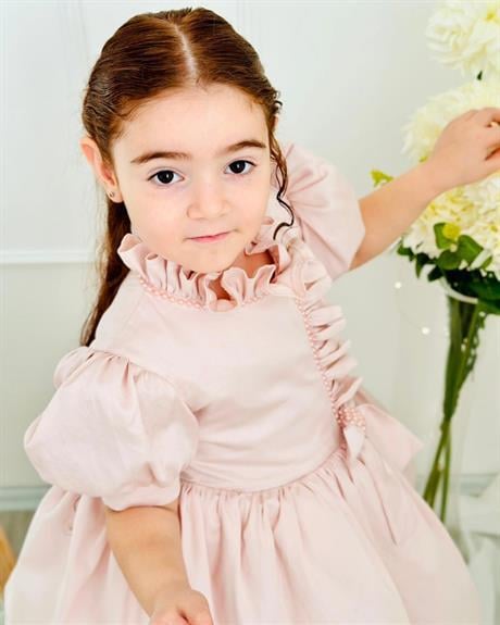 Pudra Pembe İnci Vintage Kız Bebek Elbisesi,Doğum günü,fotoğraf çekim elbise,0-12 Yaş Uygun