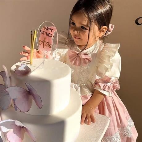 Pudra Pembe Vintage Kız Bebek Elbisesi,fotoğraf çekim elbisesi,0-12 Yaşa Uygun