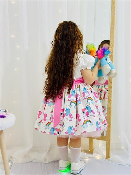 Unicorn Vintage Kız Bebek Elbisesi,Doğum günü,fotoğraf çekim elbise,0-12 Yaş Uygun