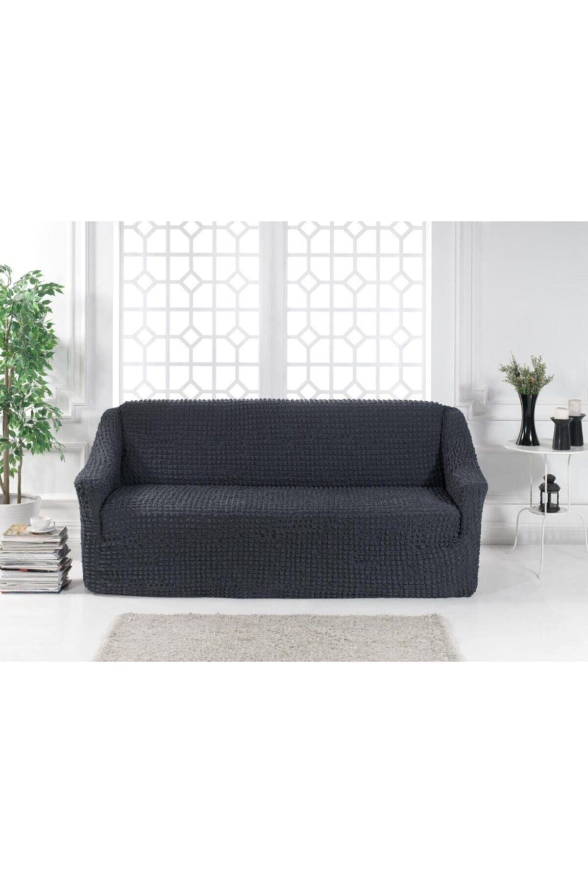 Bürümcük Koltuk ,kanepe Çekyat Örtüsü Strech Pamuklu , Boydan Bürümcük 3 Kişilik Antrasit