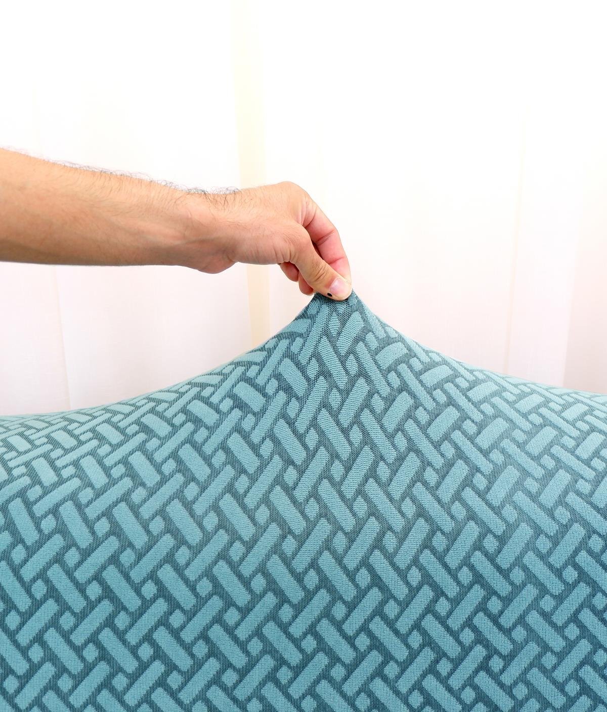 Jakarlı 3'lü Koltuk Örtüsü Hasır Desen - Yeşil