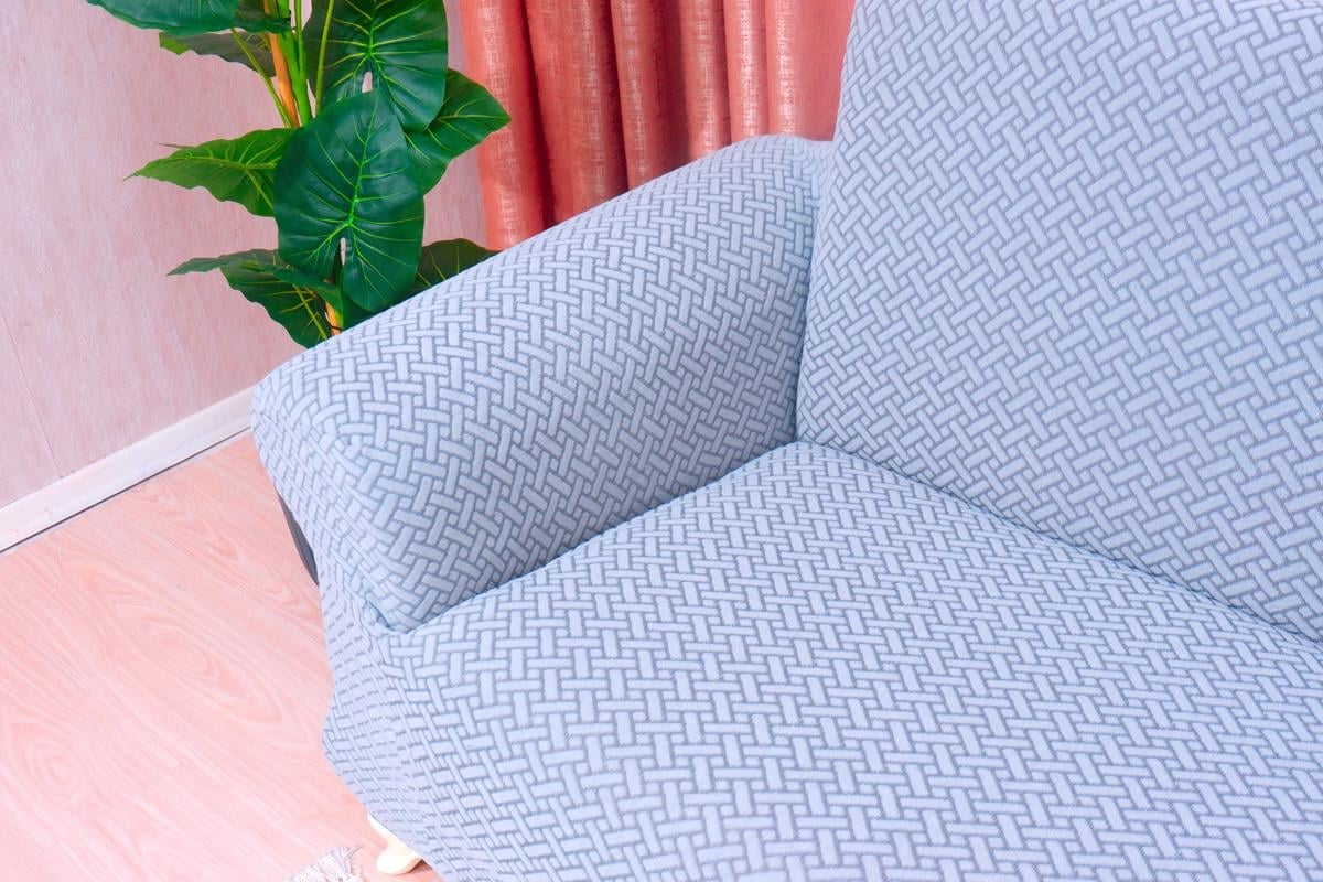 Jakarlı 3'lü Koltuk Örtüsü Hasır Desen - Koyu Gri