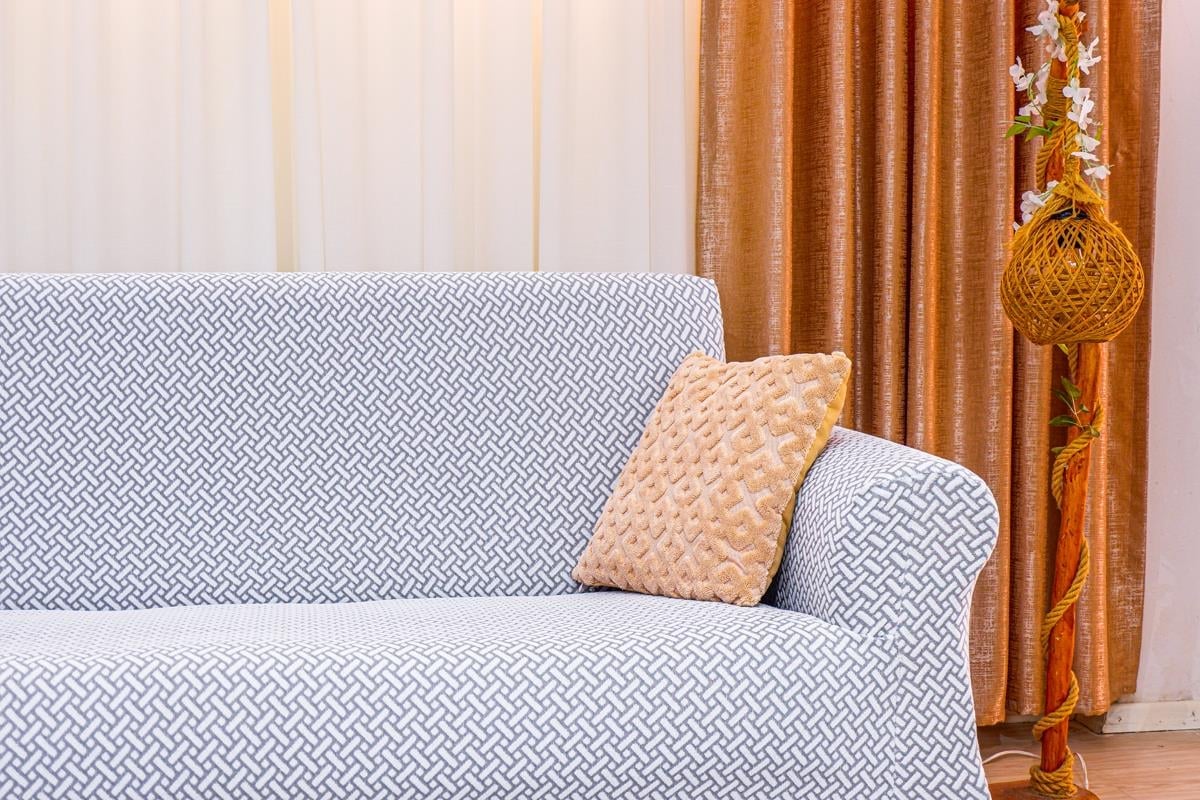 Jakarlı 3'lü Koltuk Örtüsü Hasır Desen - Açık Gri