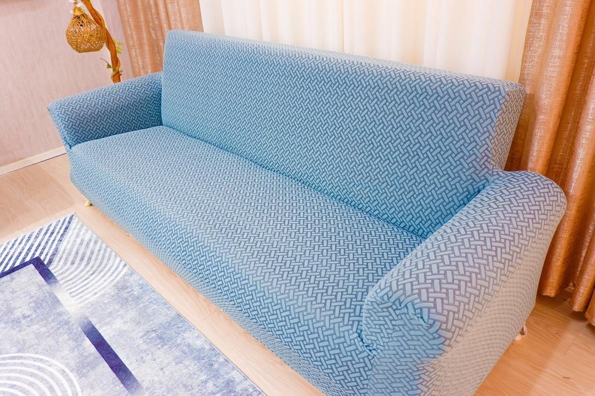 Jakarlı 3'lü Koltuk Örtüsü Hasır Desen - Yeşil