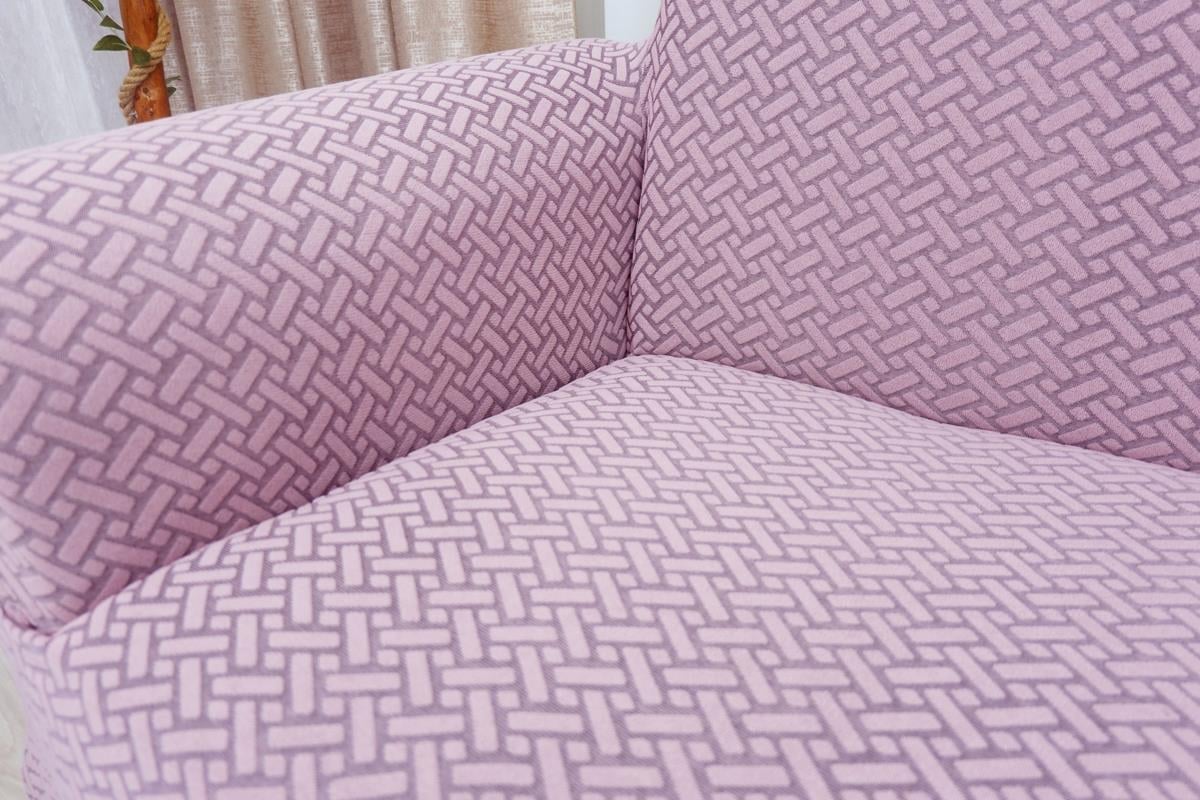 Jakarlı 3'lü Koltuk Örtüsü Hasır Desen - Pembe