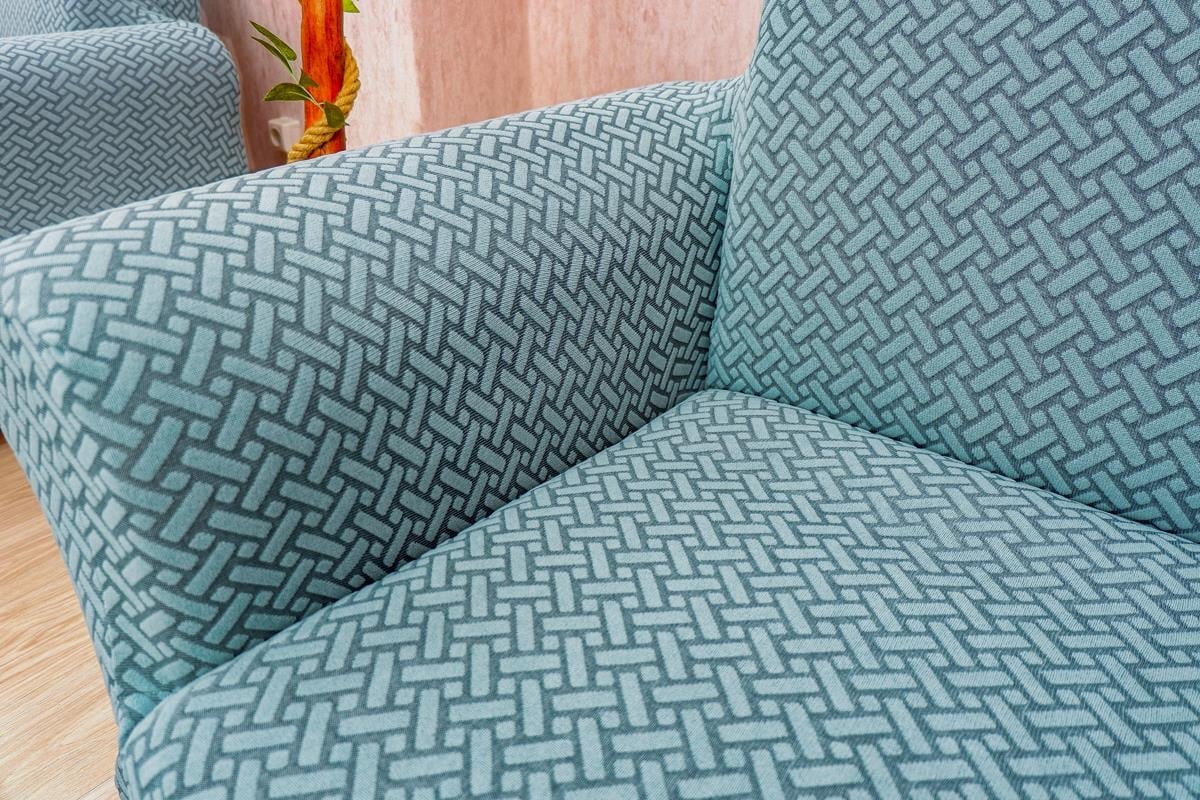 Jakarlı 3'lü Koltuk Örtüsü Hasır Desen - Yeşil