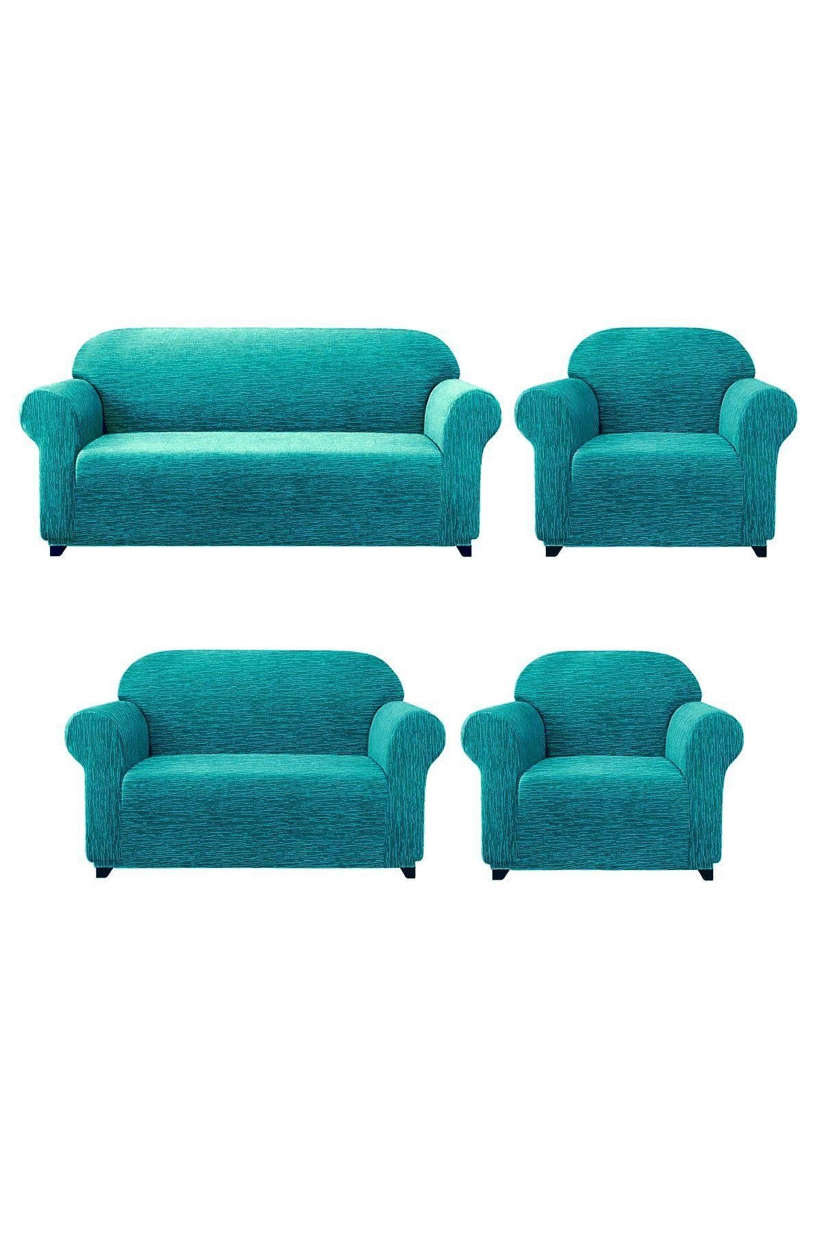 Jakarli Koltuk ,kanepe ,çekyat Örtüsü Çubuk Desen Esnekli Eteksiz3+2+1+1 Takım Için