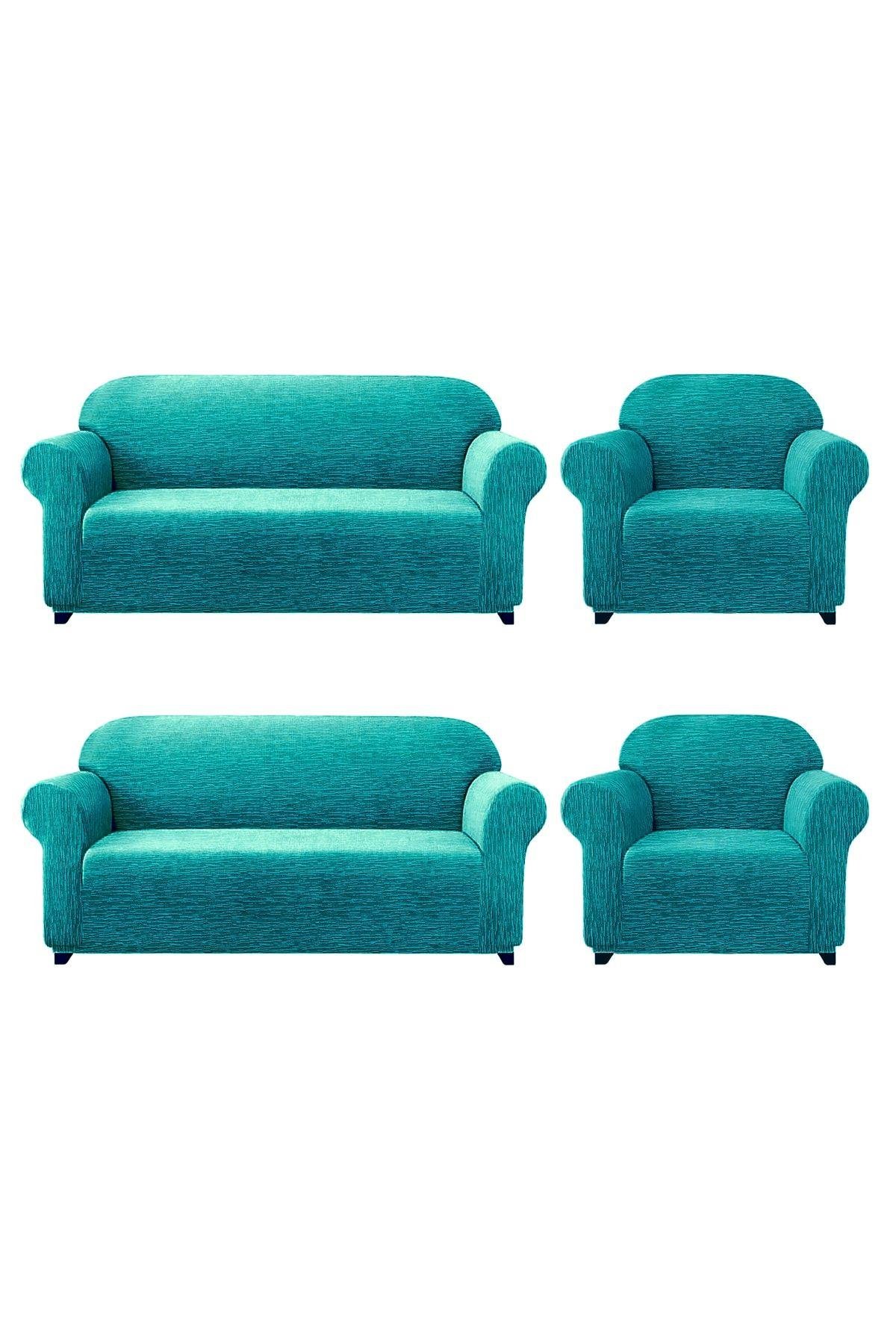 Jakarli Koltuk ,kanepe ,çekyat Örtüsü Çubuk Desen Esnekli Eteksiz3+3+1+1 Takım Için