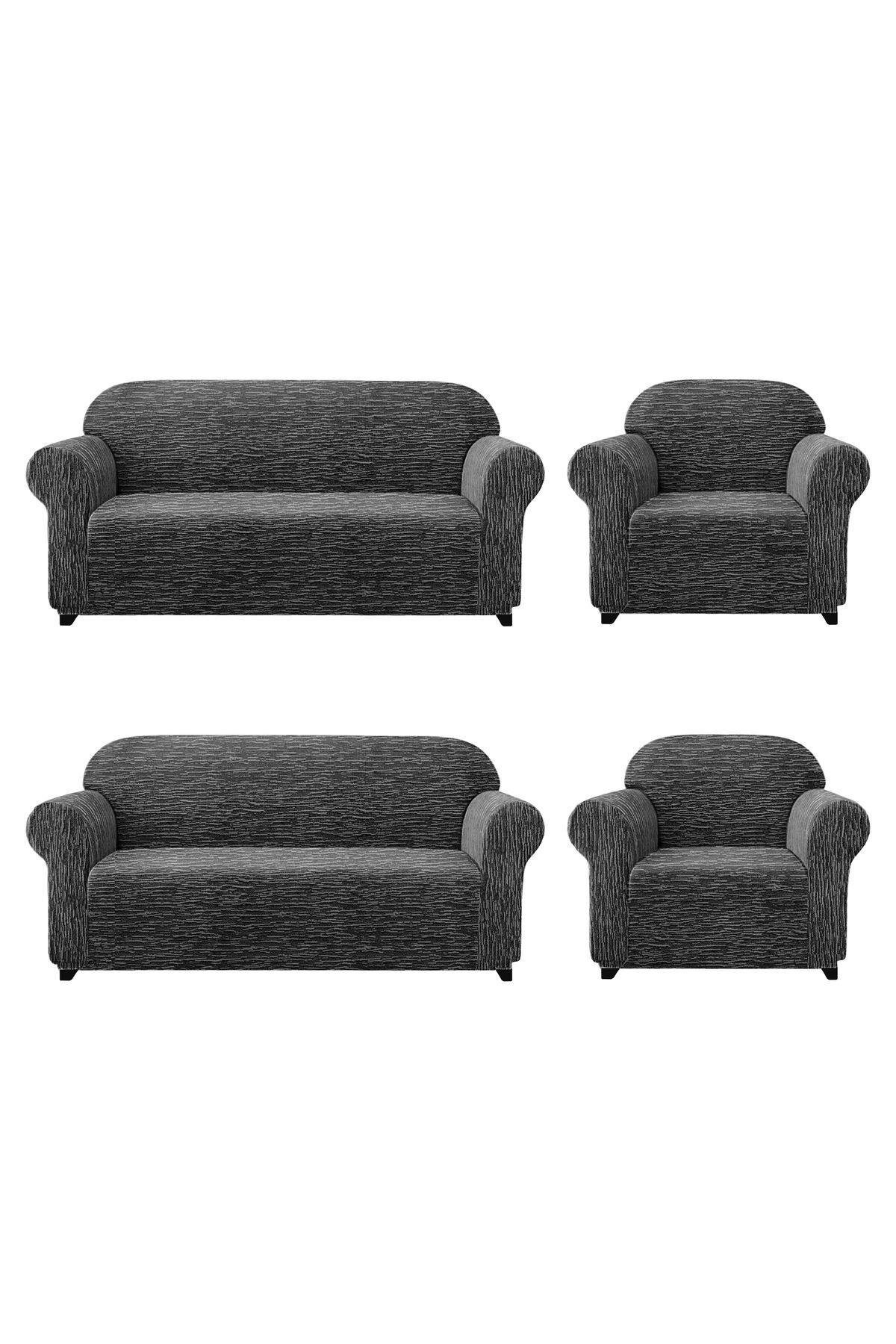 Jakarli Koltuk ,kanepe ,çekyat Örtüsü Çubuk Desen Esnekli Eteksiz3+3+1+1 Takım Için