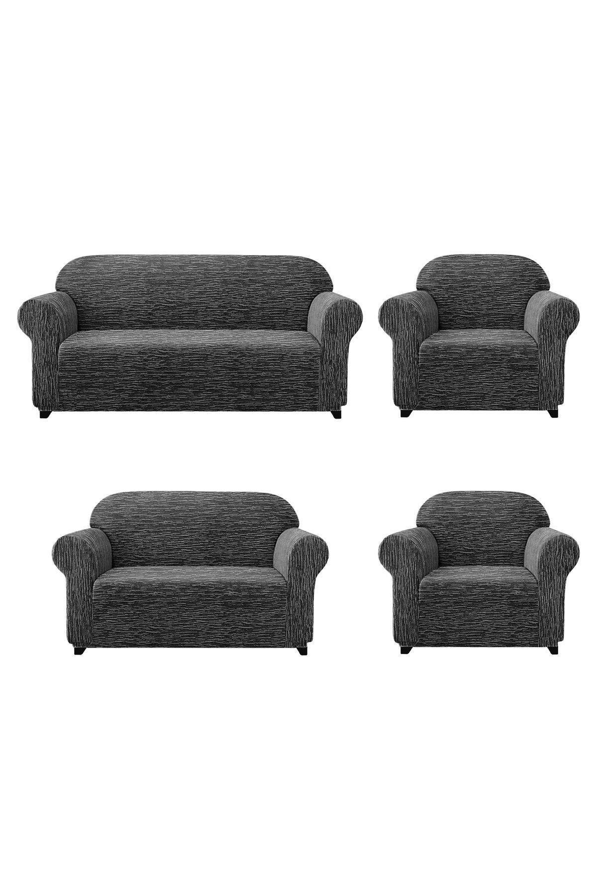 Jakarli Koltuk ,kanepe ,çekyat Örtüsü Çubuk Desen Esnekli Eteksiz3+2+1+1 Takım Için