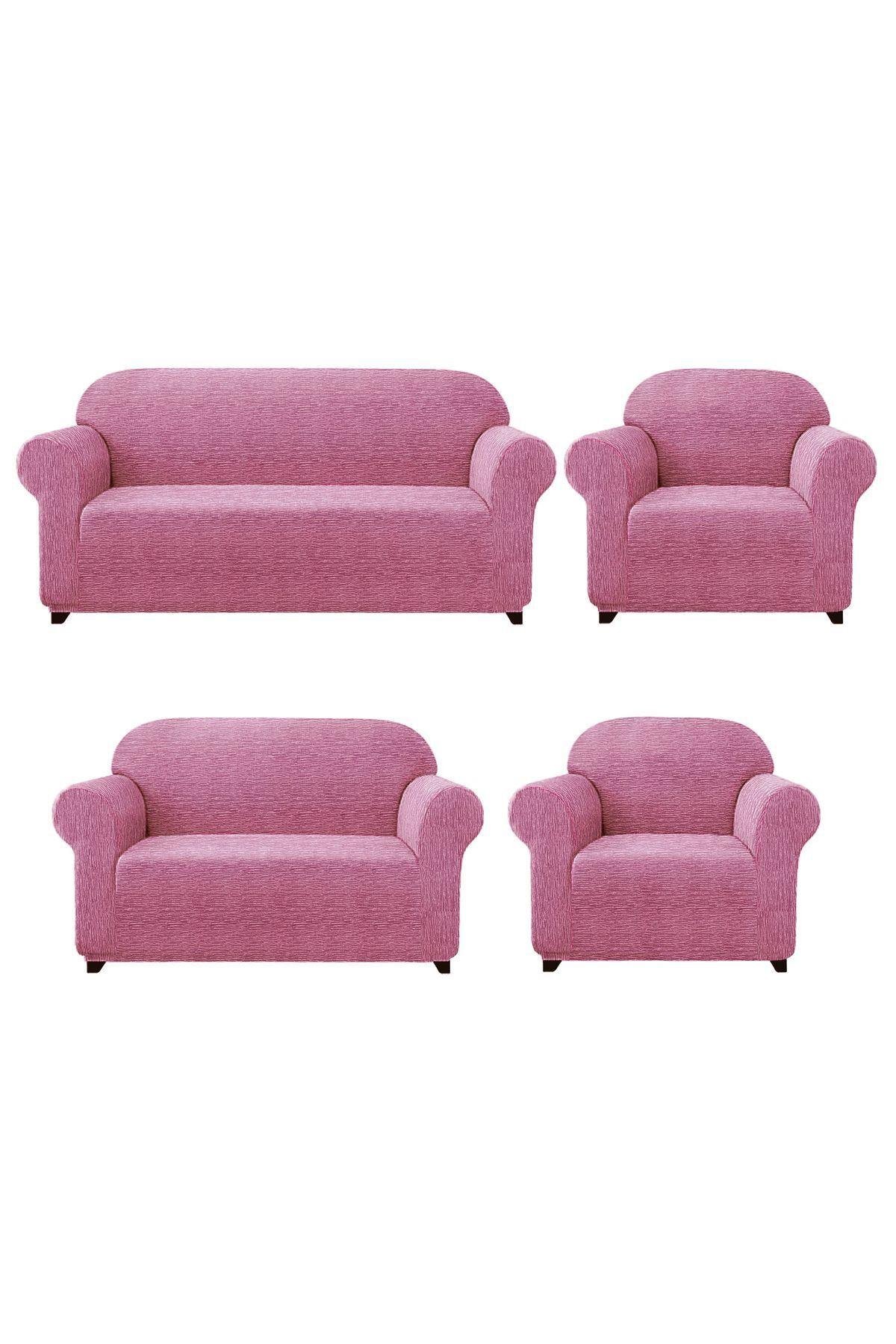 Jakarli Koltuk ,kanepe ,çekyat Örtüsü Çubuk Desen Esnekli Eteksiz3+2+1+1 Takım Için