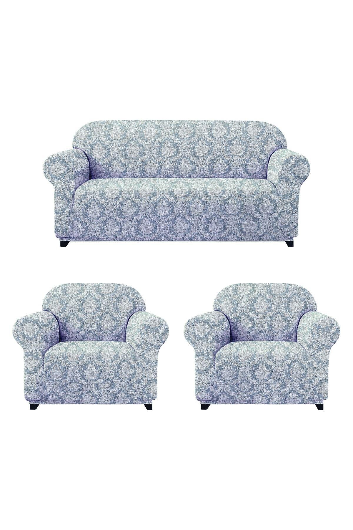 Jakarli Koltuk ,kanepe ,çekyat Örtüsü Şal Desen Esnekli Eteksiz3+1+1takım Için