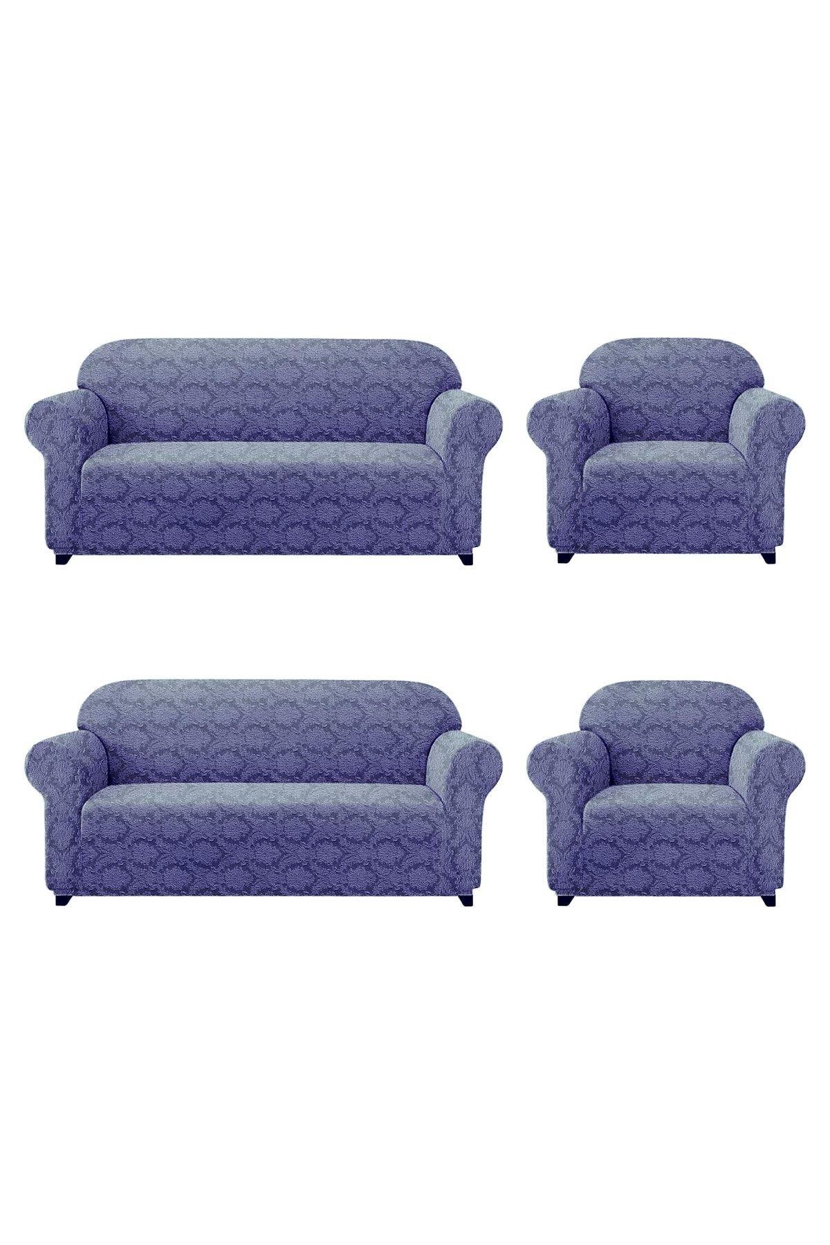 Jakarli Koltuk ,kanepe ,çekyat Örtüsü Şal Desen Esnekli Eteksiz3+3+1+1takım Için