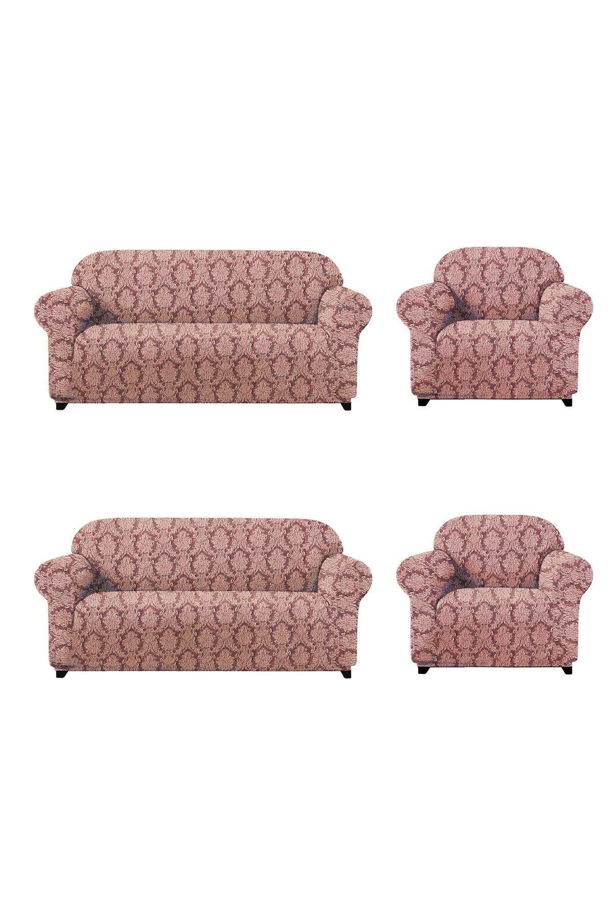 Jakarli Koltuk ,kanepe ,çekyat Örtüsü Şal Desen Esnekli Eteksiz3+3+1+1takım Için