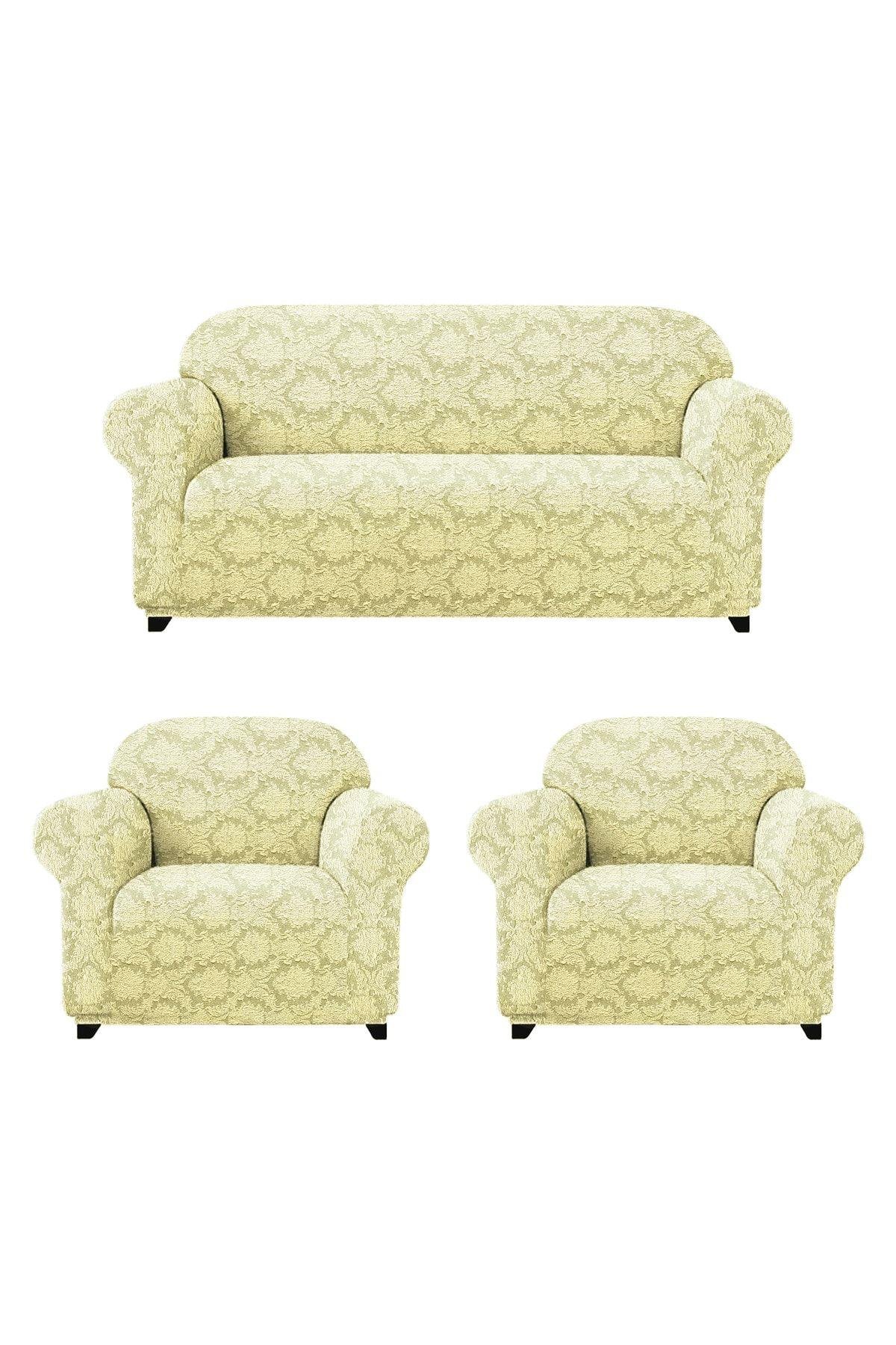 Jakarli Koltuk ,kanepe ,çekyat Örtüsü Şal Desen Esnekli Eteksiz3+1+1takım Için