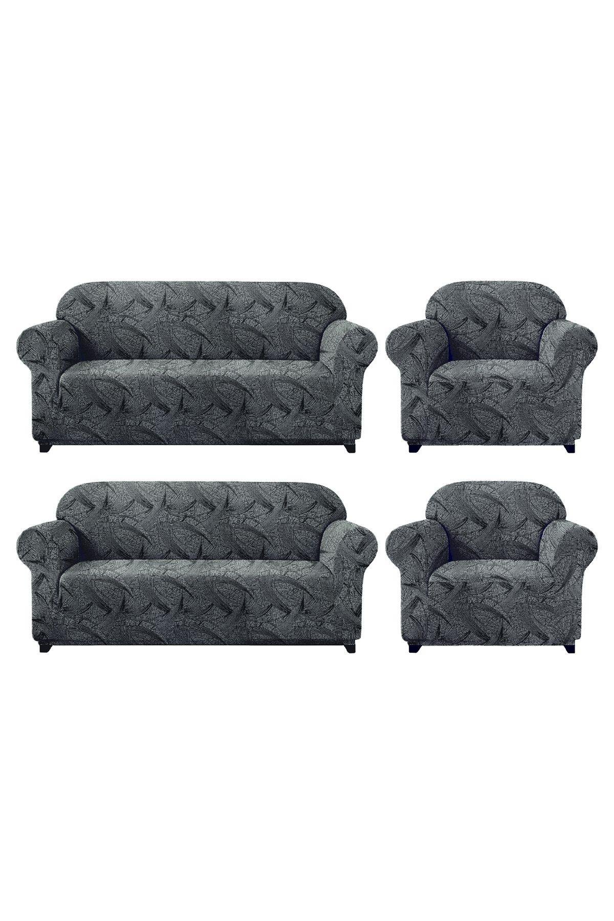 Jakarli Koltuk ,kanepe ,çekyat Örtüsü Sehra Desen Esnekli Eteksiz3+3+1+1takım için