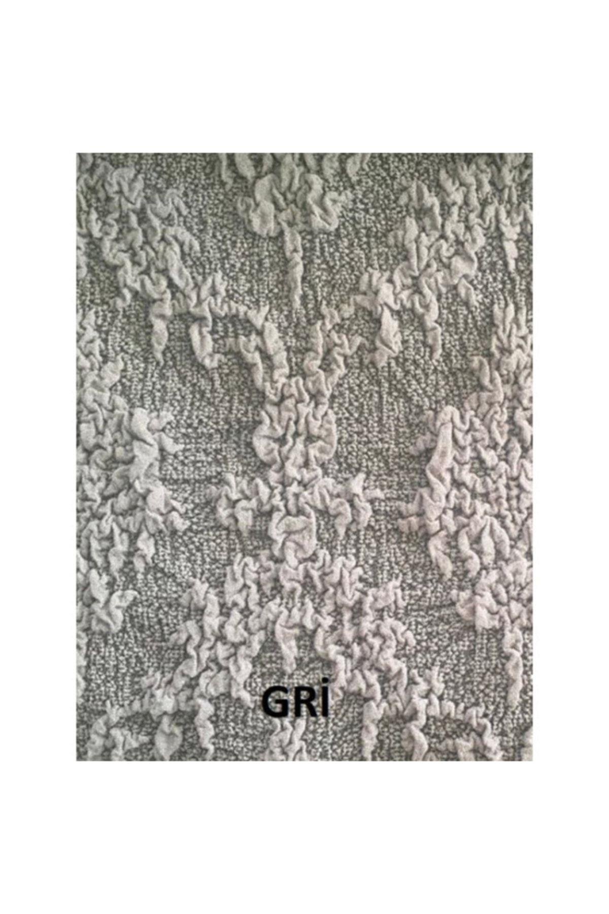 Jakarlı Koltuk Örtüsü Takımı 3+3+1+1 (gri)