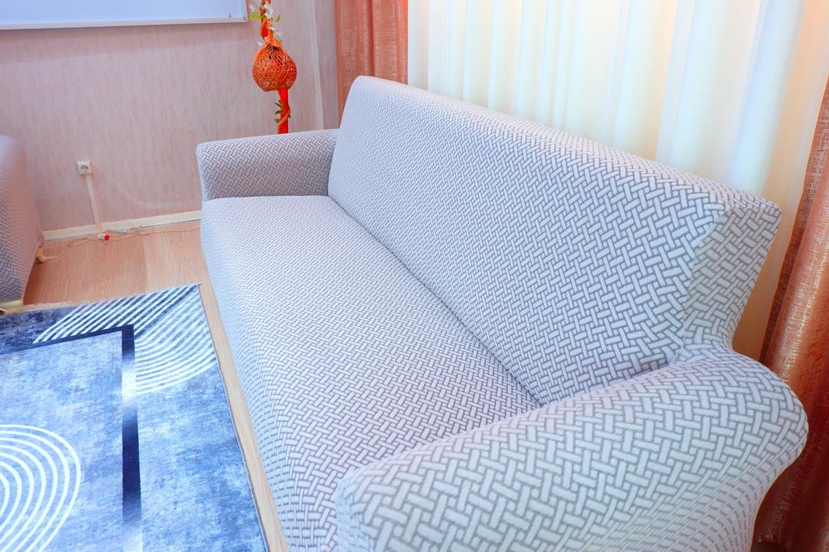 Jakarlı Koltuk Örtüsü Takımı Hasır Desen 3+3+1+1 – Gri